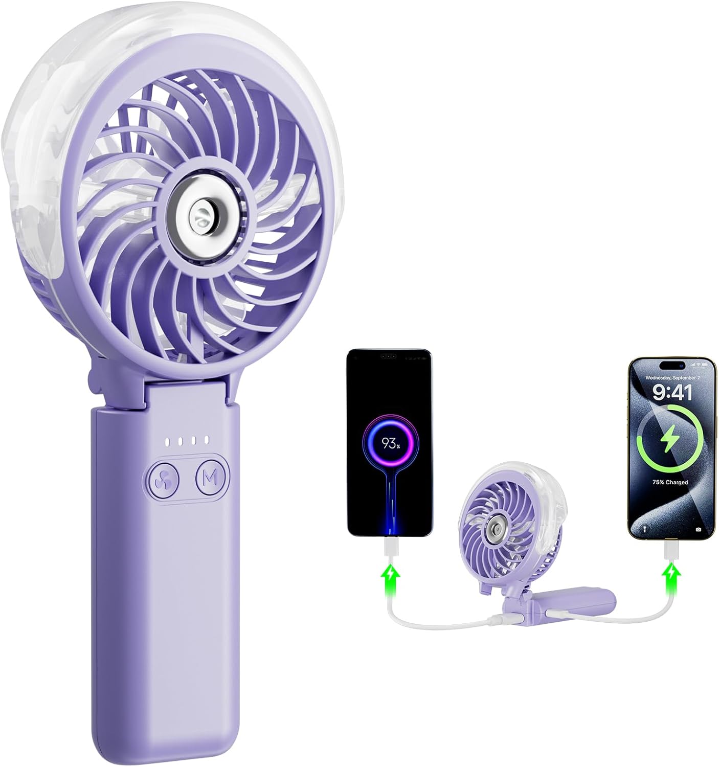 5200mAh Handheld Misting Fan – Portable Rechargeable Cooling Fan with Water Mist Spray