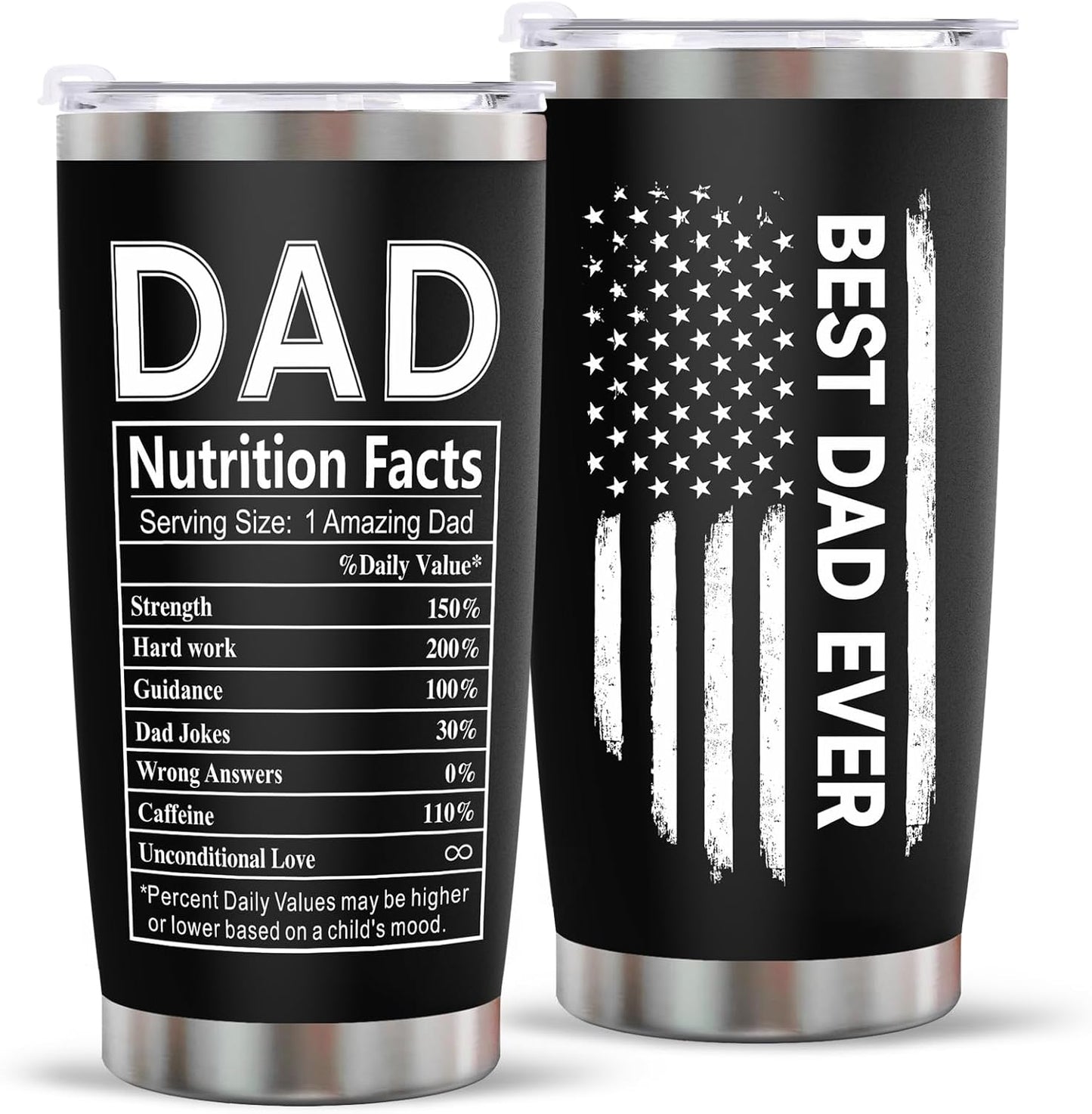 Father’s Day Gift for Dad – 20 oz Stainless Steel Tumbler with Lid & Straw, Leakproof Insulated Travel Mug for Work, Camping, Gym & Office