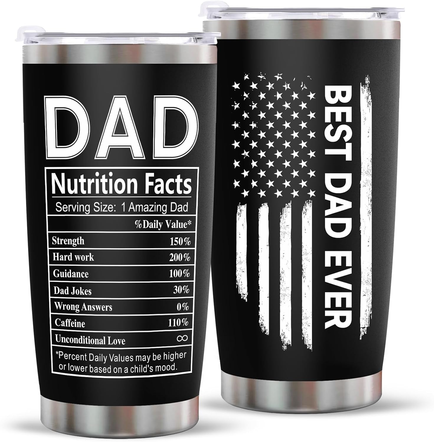 Father’s Day Gift for Dad – 20 oz Stainless Steel Tumbler with Lid & Straw, Leakproof Insulated Travel Mug for Work, Camping, Gym & Office