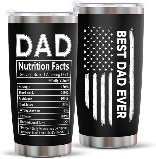Father’s Day Gift for Dad – 20 oz Stainless Steel Tumbler with Lid & Straw, Leakproof Insulated Travel Mug for Work, Camping, Gym & Office