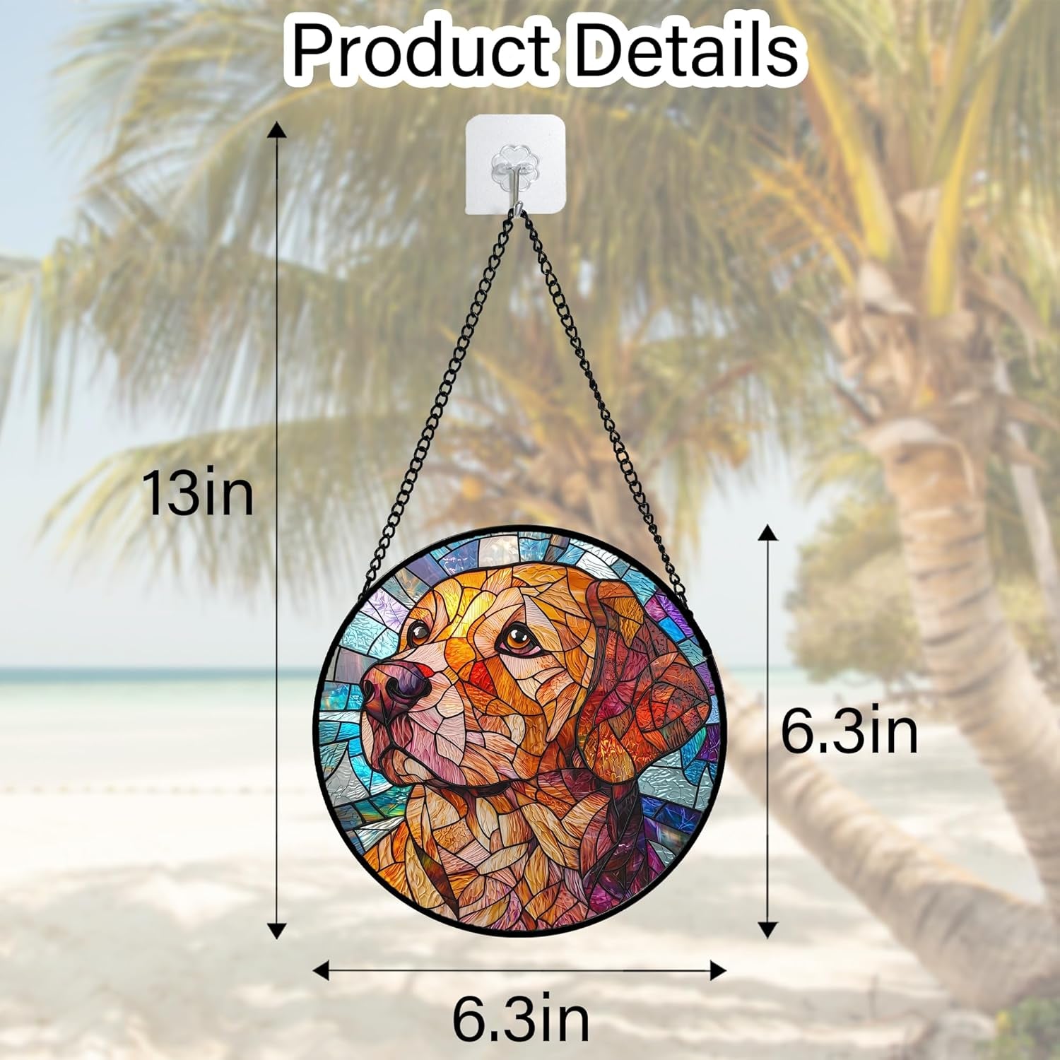 Stained Glass Dog Suncatcher – Colorful Abstract Window Hanging, Decorative Glass Panel Gift 6.3 In