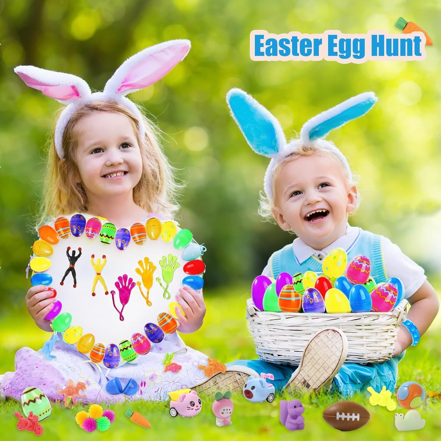 Prefilled Easter Eggs with Toys Inside – Bulk Surprise Eggs for Easter Egg Hunts, Easter Basket Stuffers, Classroom Prizes & Party Favors