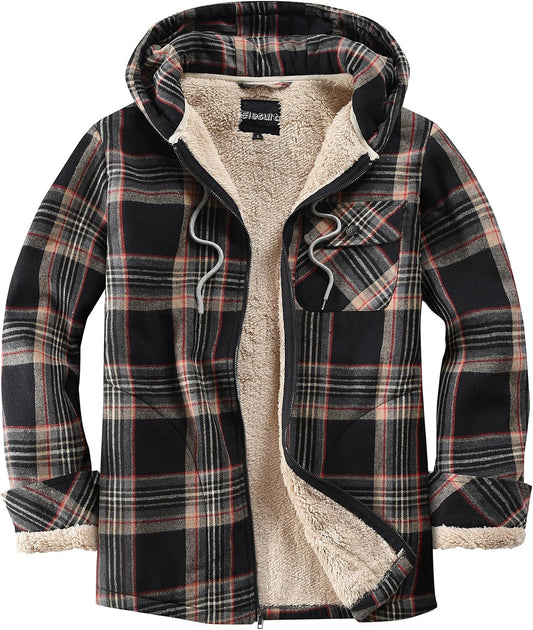 Men's/Women's Full-Zip Fleece Flannel Jacket – Plaid Shirt Jacket with Cotton Blend