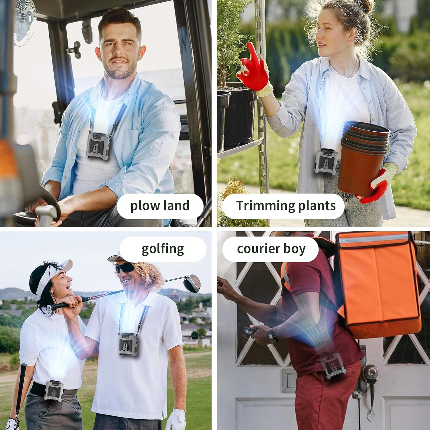 Portable Waist Fan – Rechargeable Wearable Clip-On Fan with 5 Speeds, Hands-Free Belt Fan, Built-In Flashlight, Up to 40 Hours Runtime for Camping, Travel, Work and Outdoor Activities