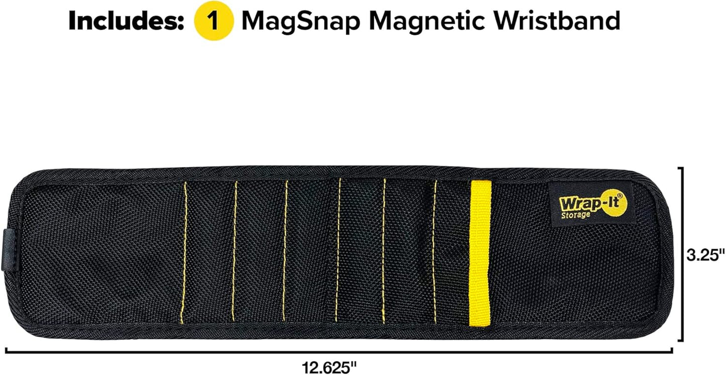 Magsnap Magnetic Wristband – Heavy Duty Wrist Magnet Tool Holder for Screws, Nails and Small Tools – Adjustable Tool Belt Accessory