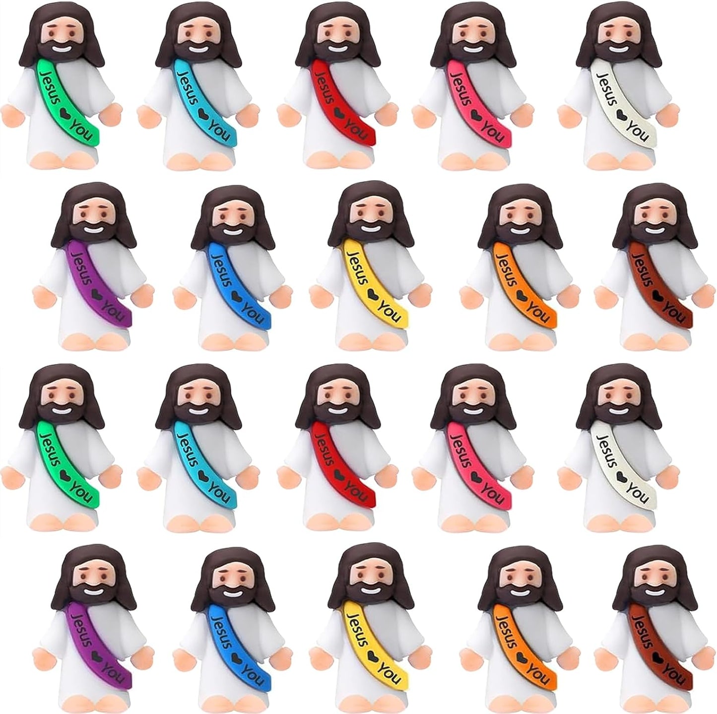 Mini Jesus Figurines Bulk – Multicolor Little Jesus Figures for Easter Egg Stuffers, Religious Hide and Seek Toys, Christian Party Favors