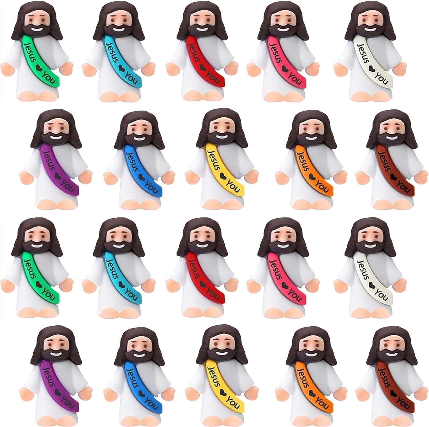 Mini Jesus Figurines Bulk – Multicolor Little Jesus Figures for Easter Egg Stuffers, Religious Hide and Seek Toys, Christian Party Favors
