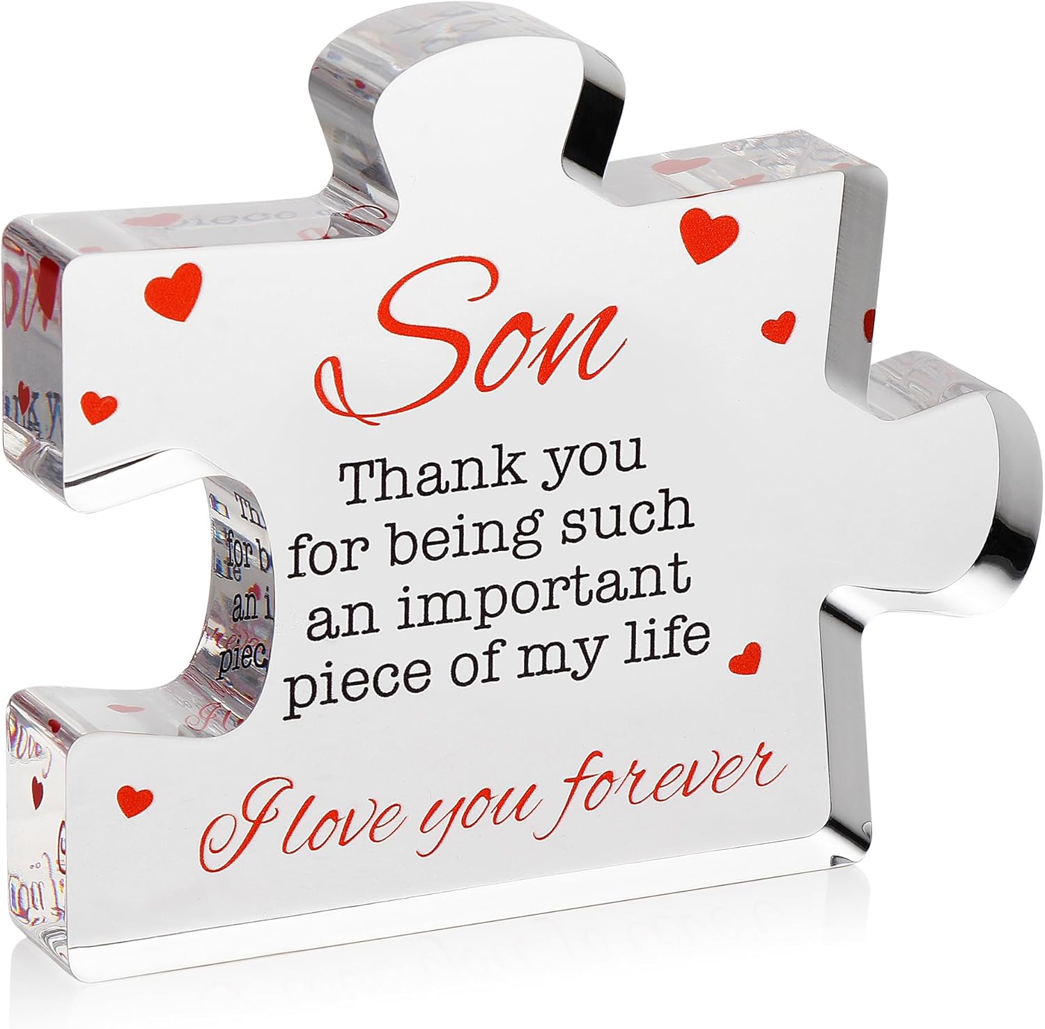 Acrylic Puzzle Paperweight Gift for Family – “I Love You” Appreciation Block, Romantic Gift for Husband, Wife, Boyfriend or Girlfriend – Birthday, Anniversary, Valentine’s Day