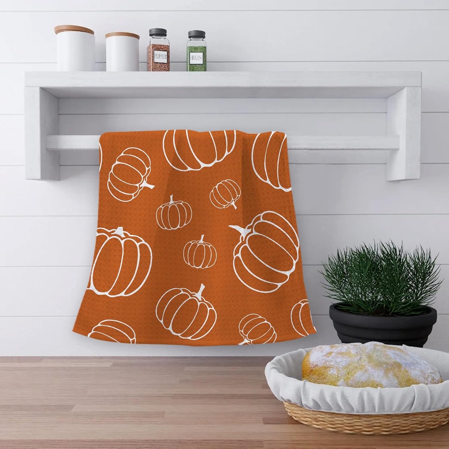 Fall Kitchen Towels Set of 2 – Autumn Pumpkin Hand & Dish Towels
