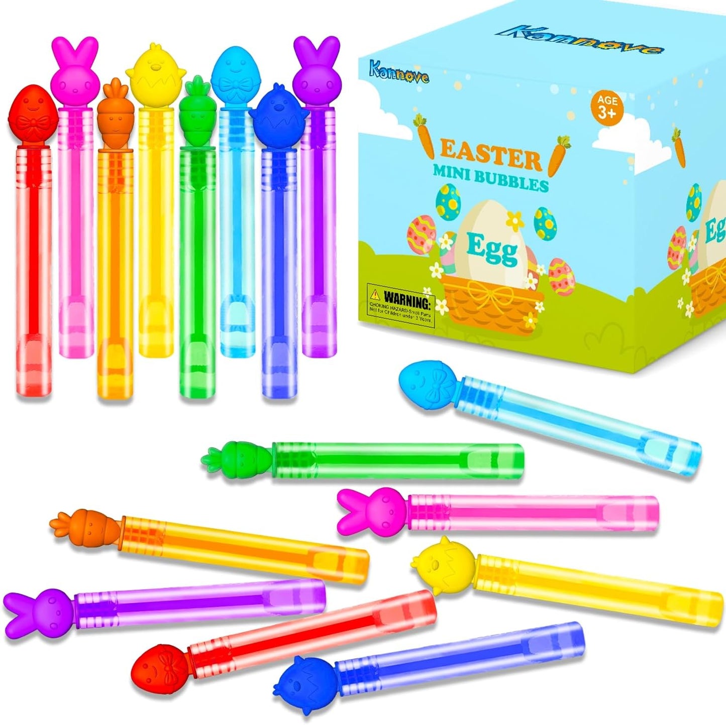 Easter Mini Bubble Wands for Kids – Bulk Party Favors for Toddlers, Non Candy Easter Basket Stuffers, Classroom Prizes, Goodie Bag & Pinata Fillers for Boys and Girls