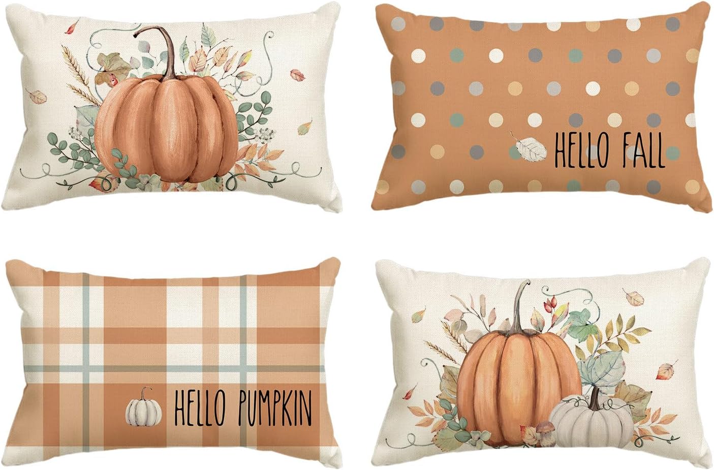 Fall Pumpkin Pillow Covers Set of 4 – 18x18 Inch Autumn Decorative Cushion Covers
