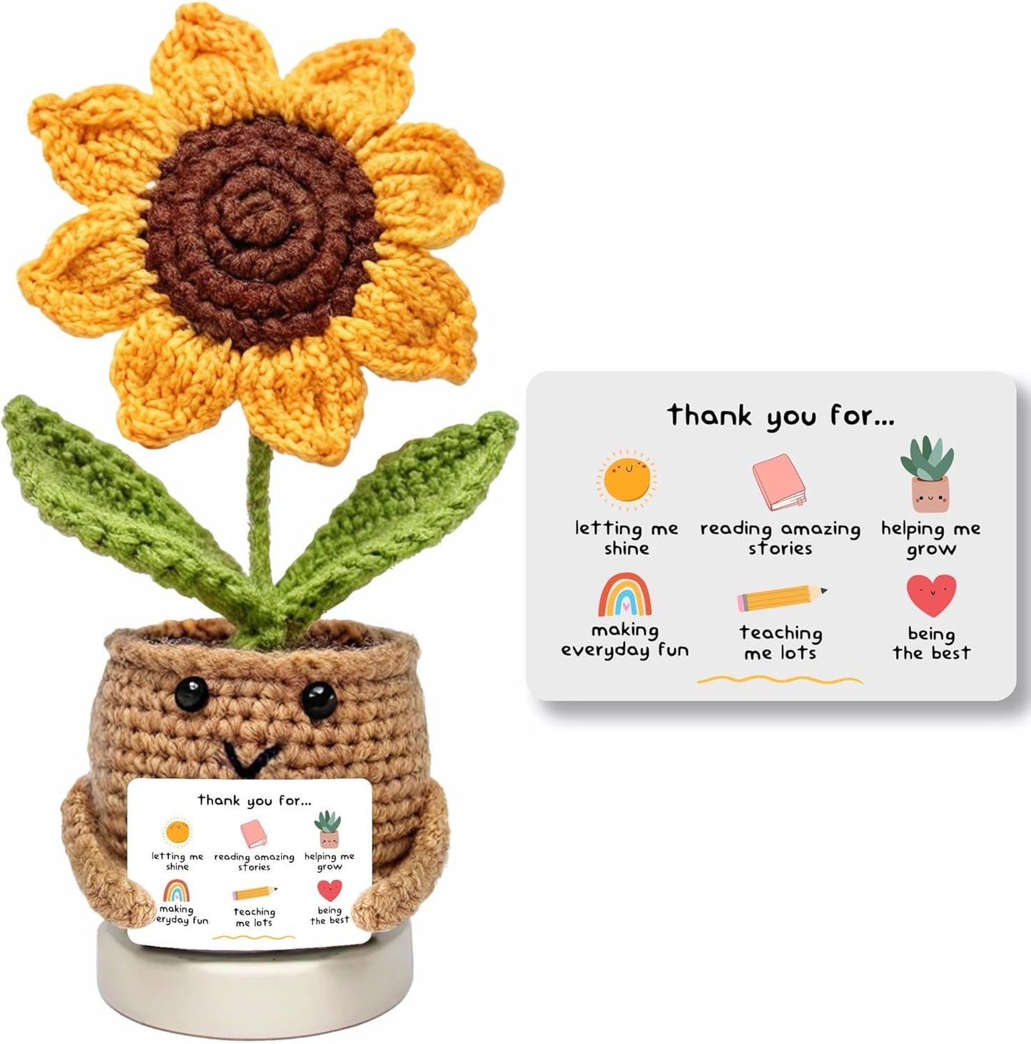 Handmade Crochet Sunflower for Mom – Mother’s Day & Birthday Gifts for Moms from Daughter or Son | Positive Inspirational Plush Flower Keepsake