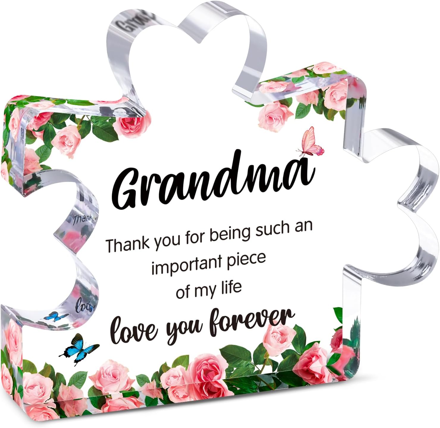 Personalized Acrylic Puzzle Piece Plaque for Mom – Mother’s Day Gifts for Mom, Grandma & Wife from Daughter, Son & Husband | Engraved Desk Decor for Birthday, Anniversary & Christmas