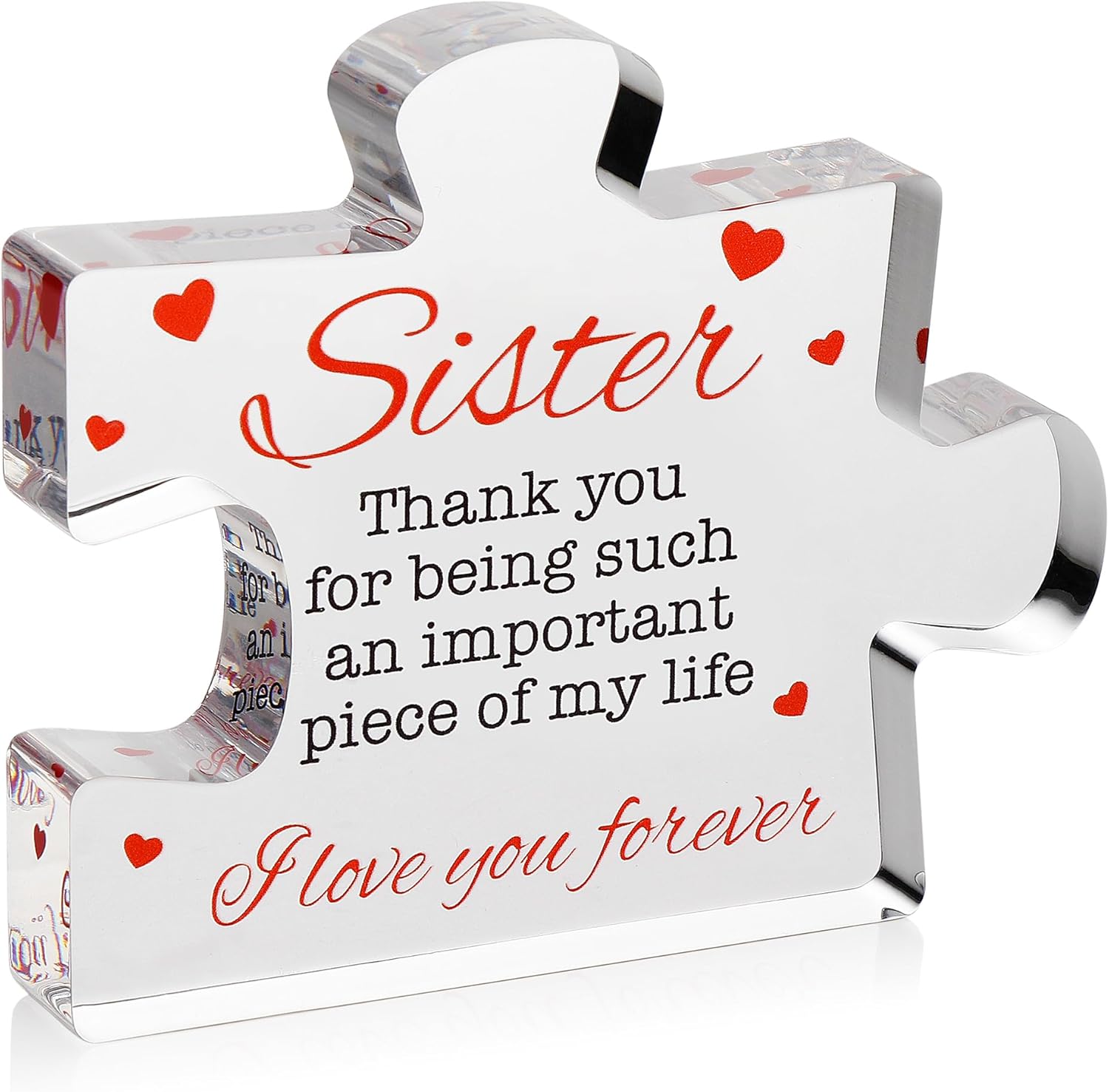 Acrylic Puzzle Paperweight Gift for Family – “I Love You” Appreciation Block, Romantic Gift for Husband, Wife, Boyfriend or Girlfriend – Birthday, Anniversary, Valentine’s Day