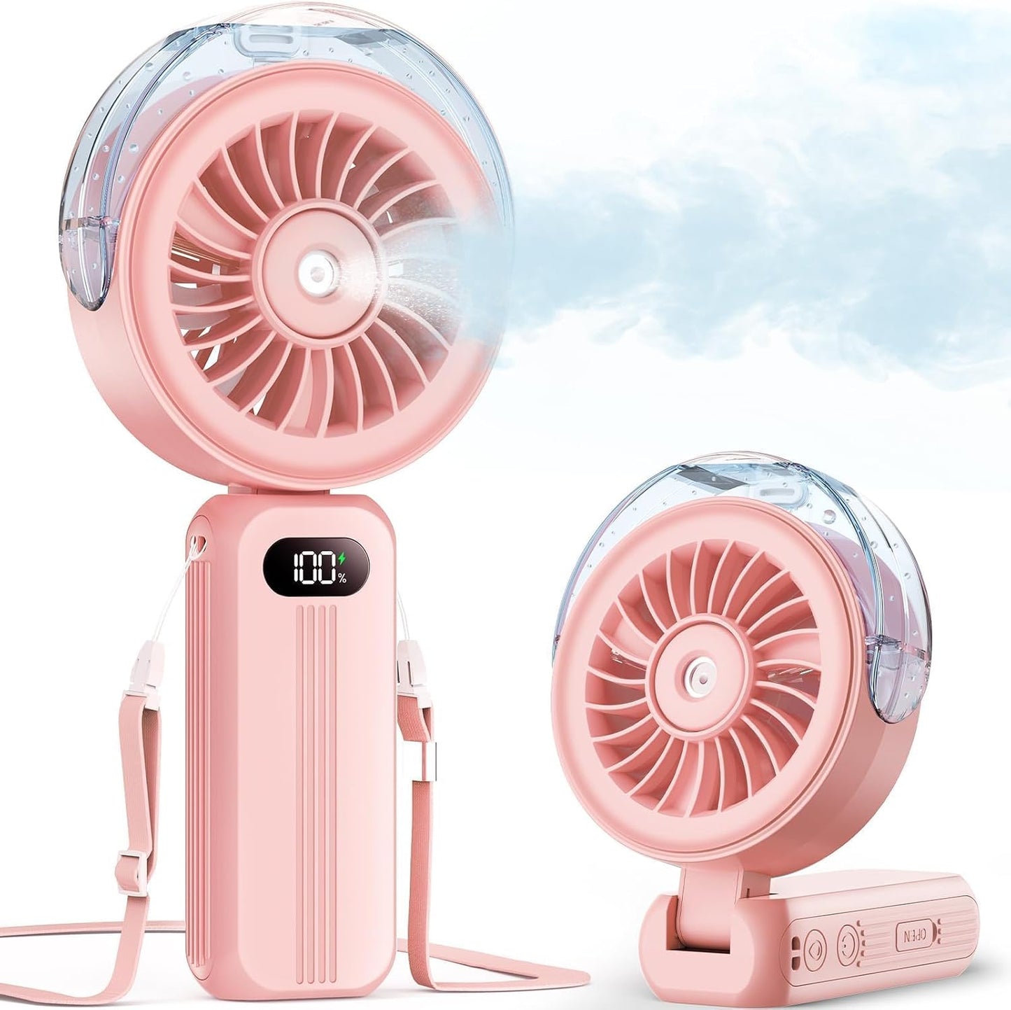 Portable Handheld Misting Fan – Rechargeable Personal Cooling Fan with Water Mist