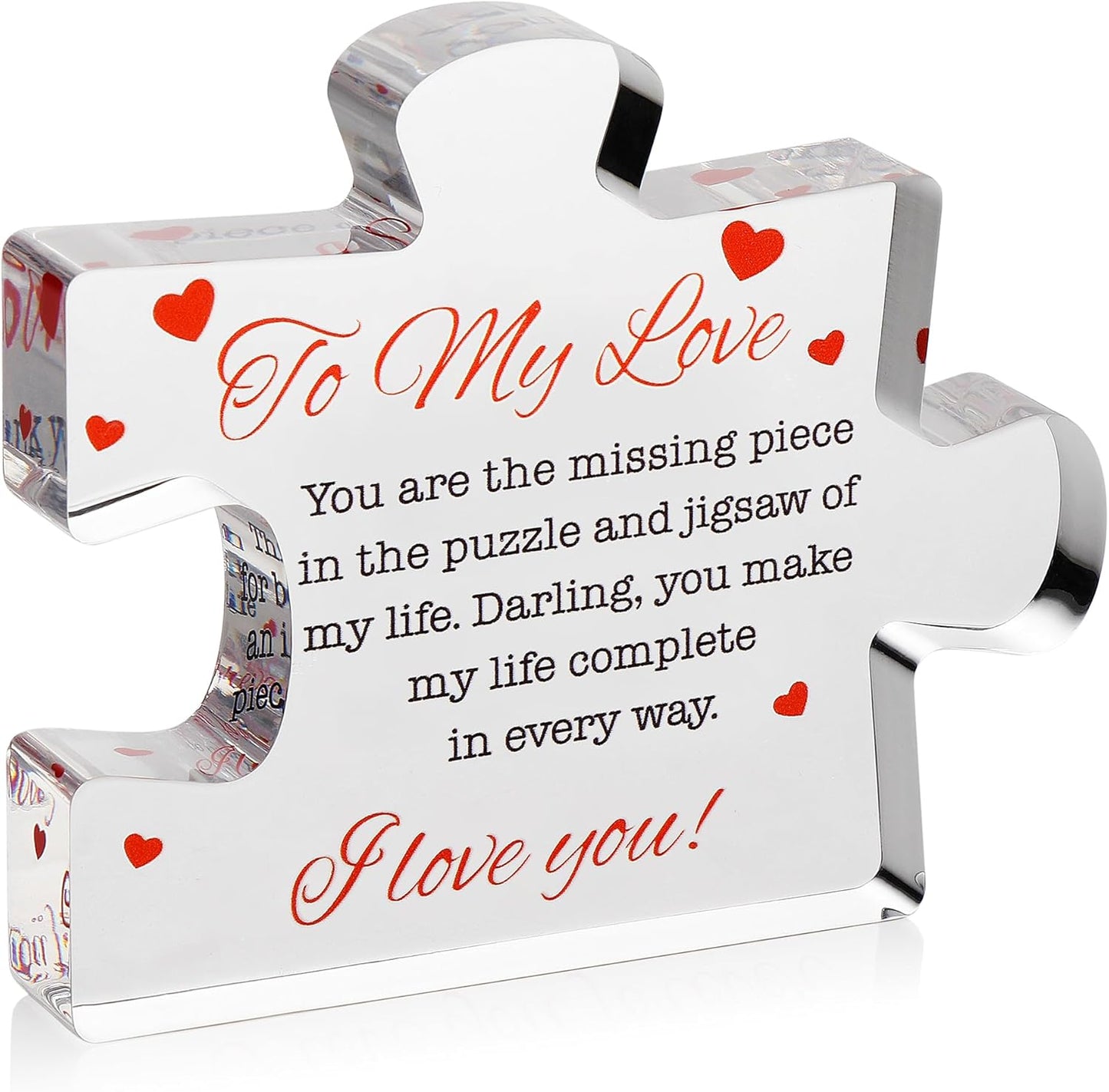 Acrylic Puzzle Paperweight Gift for Family – “I Love You” Appreciation Block, Romantic Gift for Husband, Wife, Boyfriend or Girlfriend – Birthday, Anniversary, Valentine’s Day