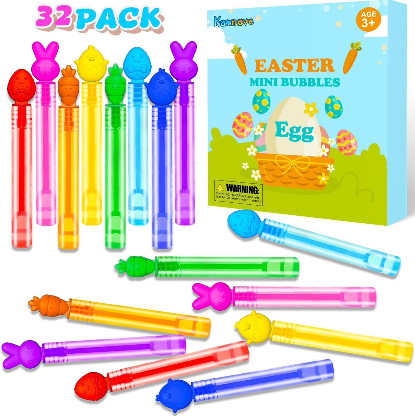 Easter Mini Bubble Wands for Kids – Bulk Party Favors for Toddlers, Non Candy Easter Basket Stuffers, Classroom Prizes, Goodie Bag & Pinata Fillers for Boys and Girls