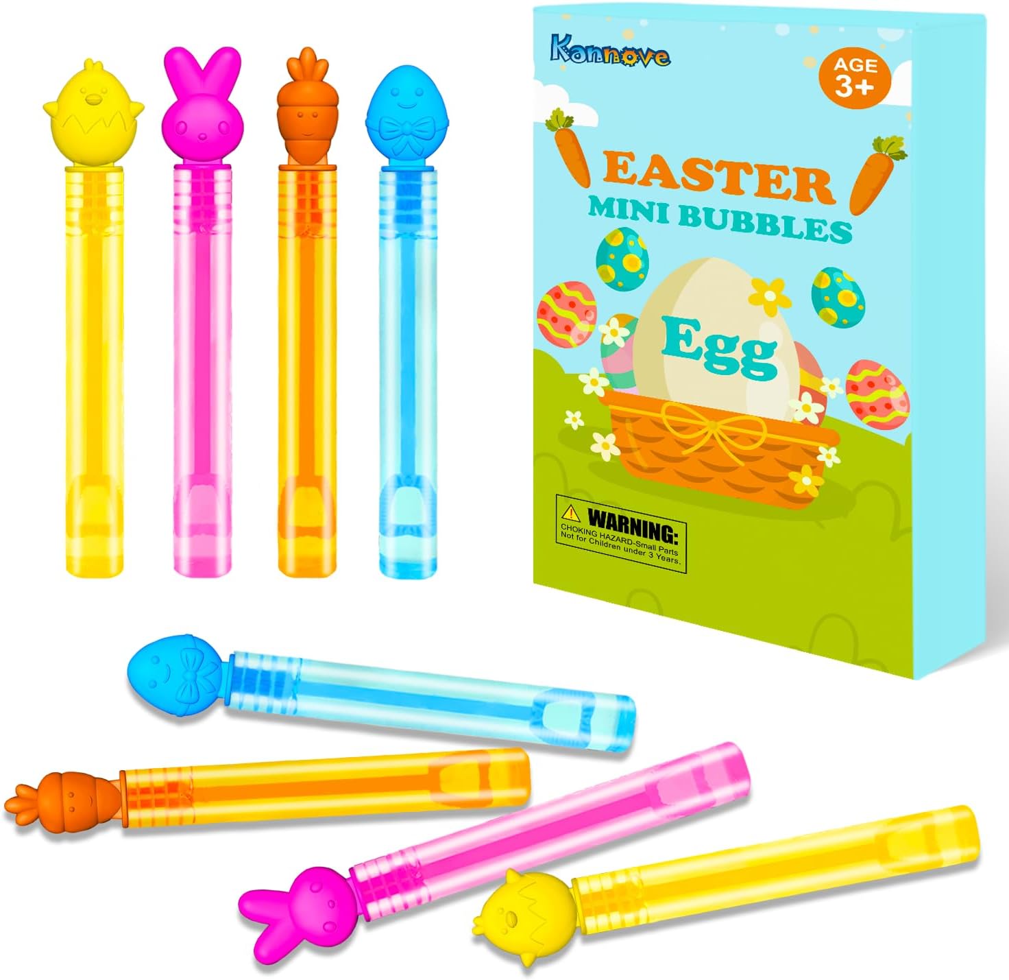 Easter Mini Bubble Wands for Kids – Bulk Party Favors for Toddlers, Non Candy Easter Basket Stuffers, Classroom Prizes, Goodie Bag & Pinata Fillers for Boys and Girls
