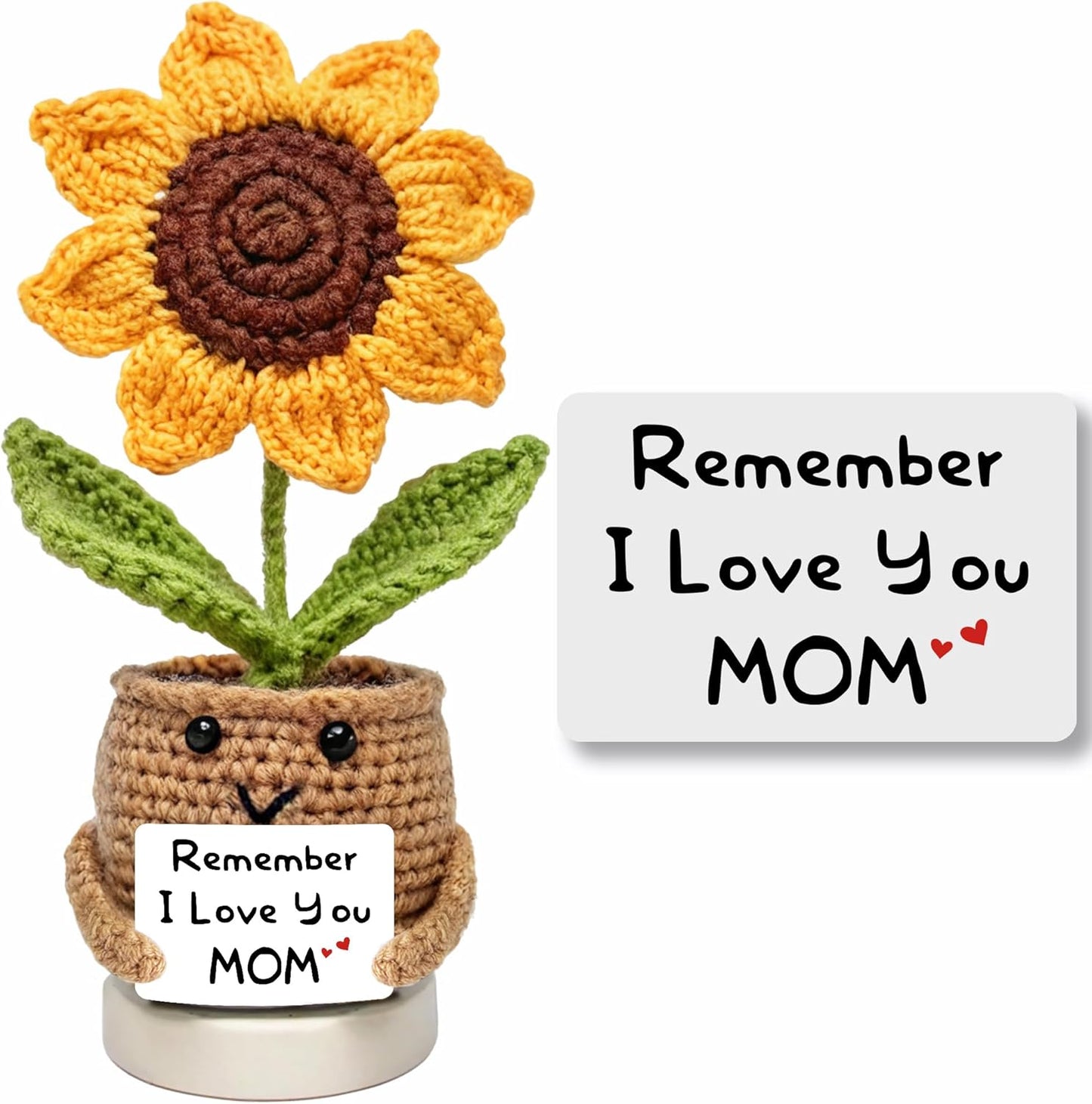 Handmade Crochet Sunflower for Mom – Mother’s Day & Birthday Gifts for Moms from Daughter or Son | Positive Inspirational Plush Flower Keepsake