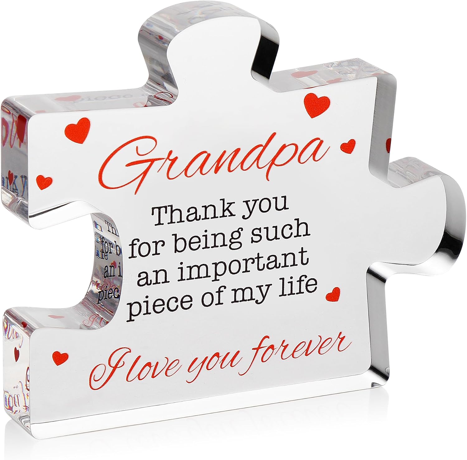 Acrylic Puzzle Paperweight Gift for Family – “I Love You” Appreciation Block, Romantic Gift for Husband, Wife, Boyfriend or Girlfriend – Birthday, Anniversary, Valentine’s Day