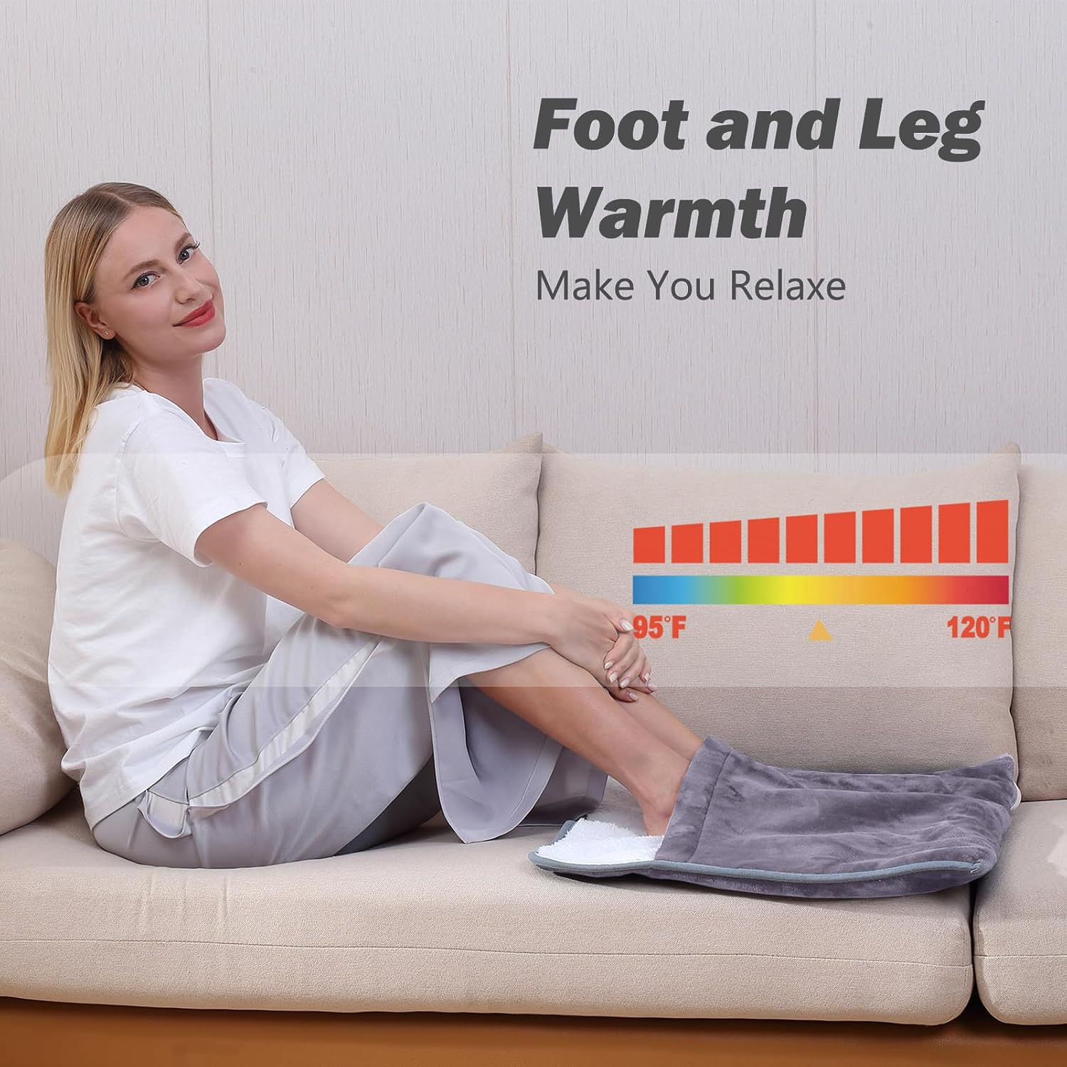 Electric Heated Foot Warmer – 22 x 20 Inch Soft Sherpa Foot Heating Pad