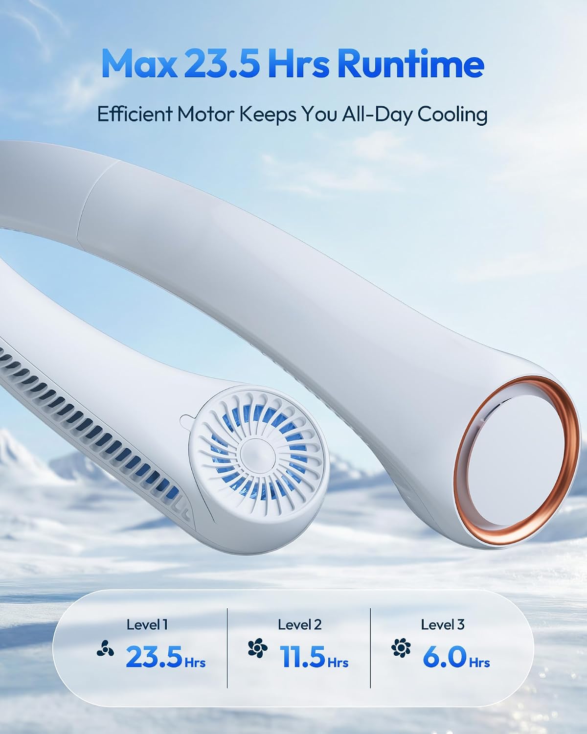 Portable Neck Fan – Rechargeable Hands-Free Wearable Fan with 360° Cooling