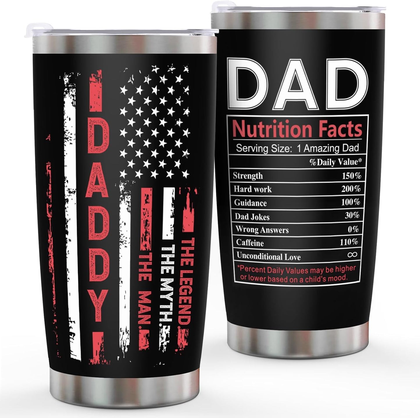 Father’s Day Gift for Dad – 20 oz Stainless Steel Tumbler with Lid & Straw, Leakproof Insulated Travel Mug for Work, Camping, Gym & Office
