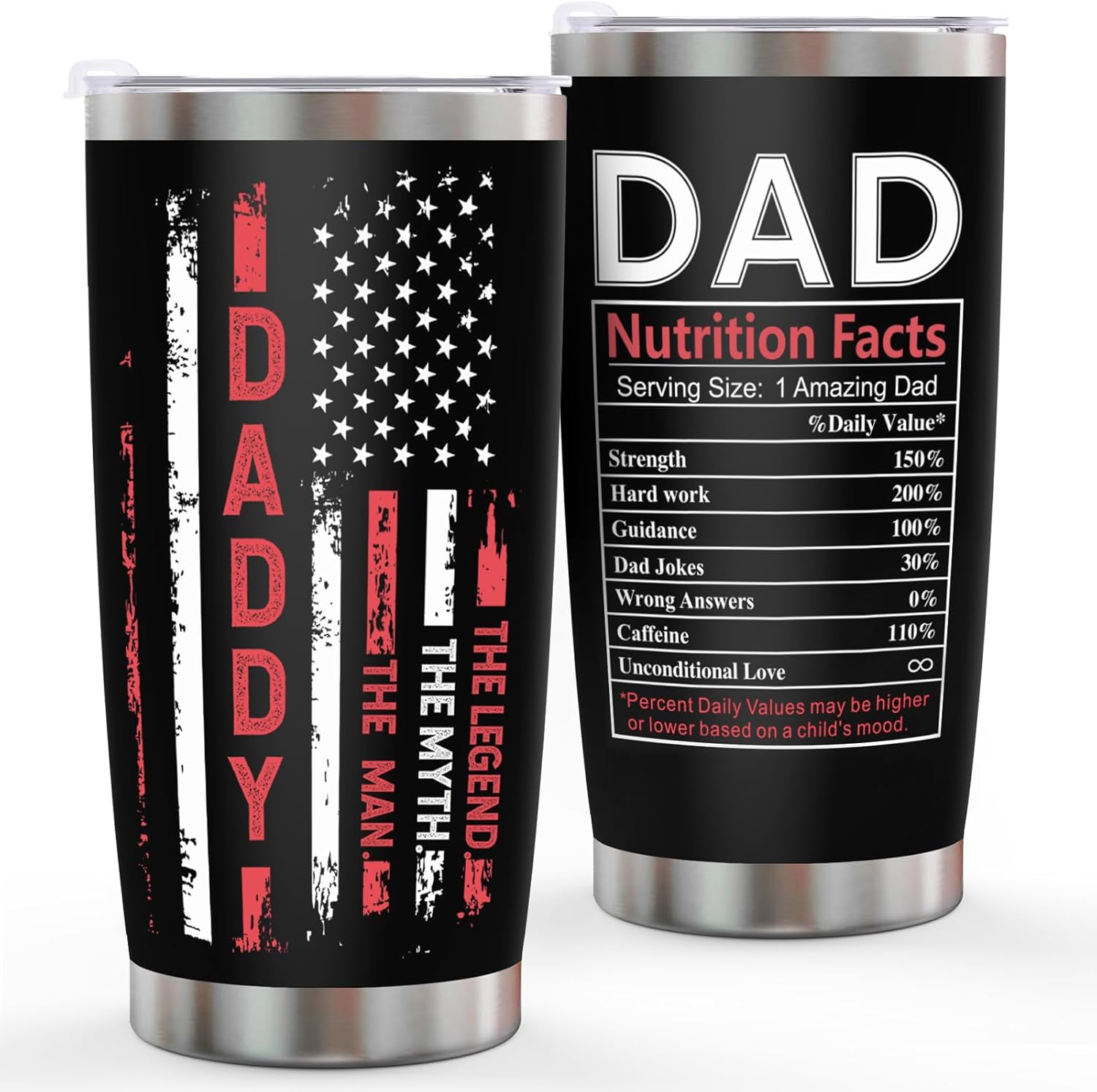 Father’s Day Gift for Dad – 20 oz Stainless Steel Tumbler with Lid & Straw, Leakproof Insulated Travel Mug for Work, Camping, Gym & Office