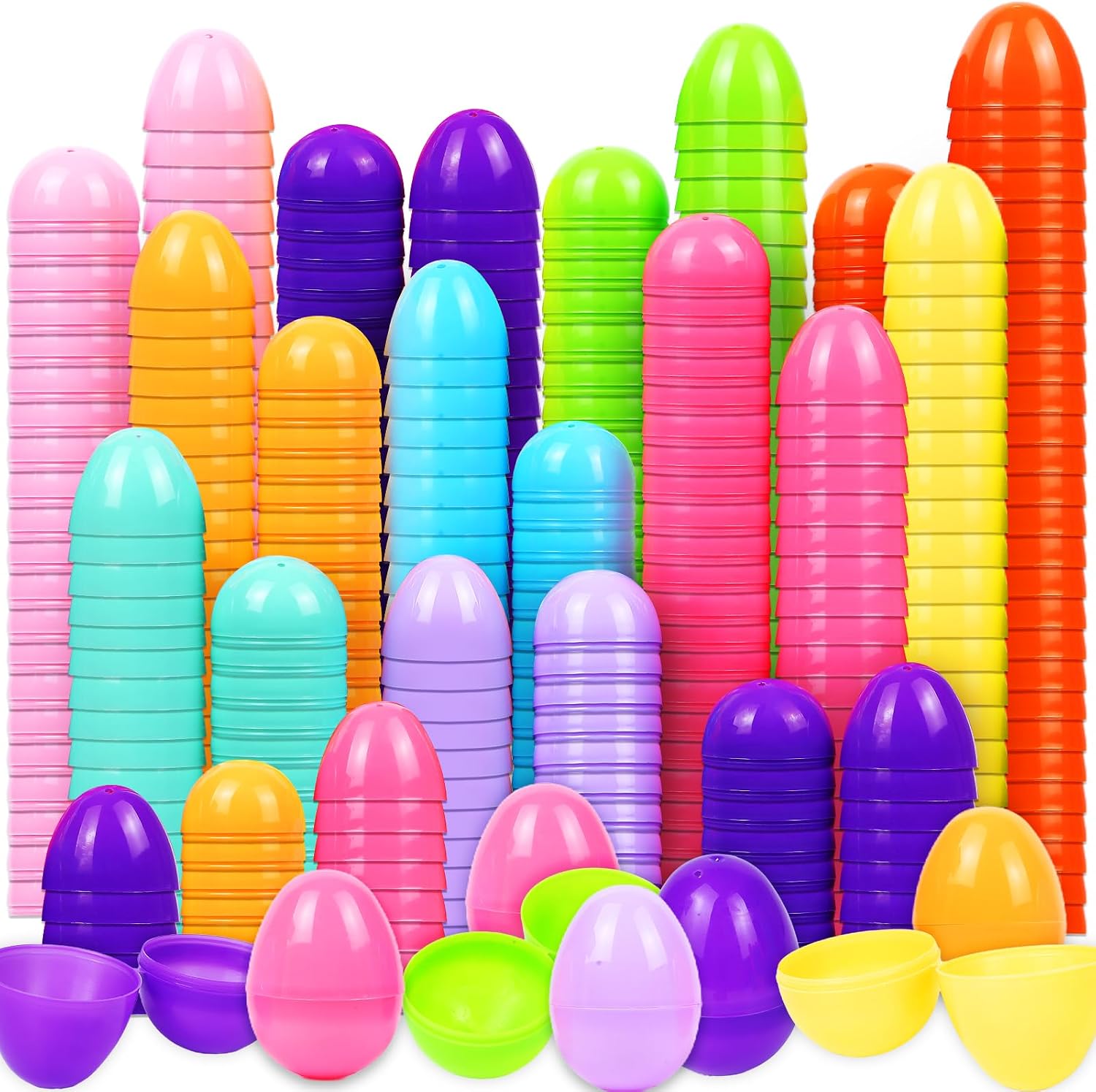1000-2000PCS 2.3" Fillable Plastic Easter Eggs – Bright Colorful Bulk Eggs for Easter Hunt & Party Favors