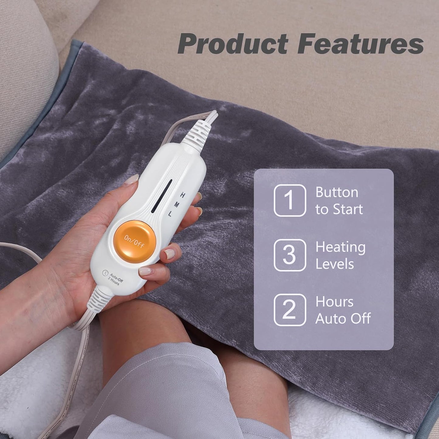 Electric Heated Foot Warmer – 22 x 20 Inch Soft Sherpa Foot Heating Pad