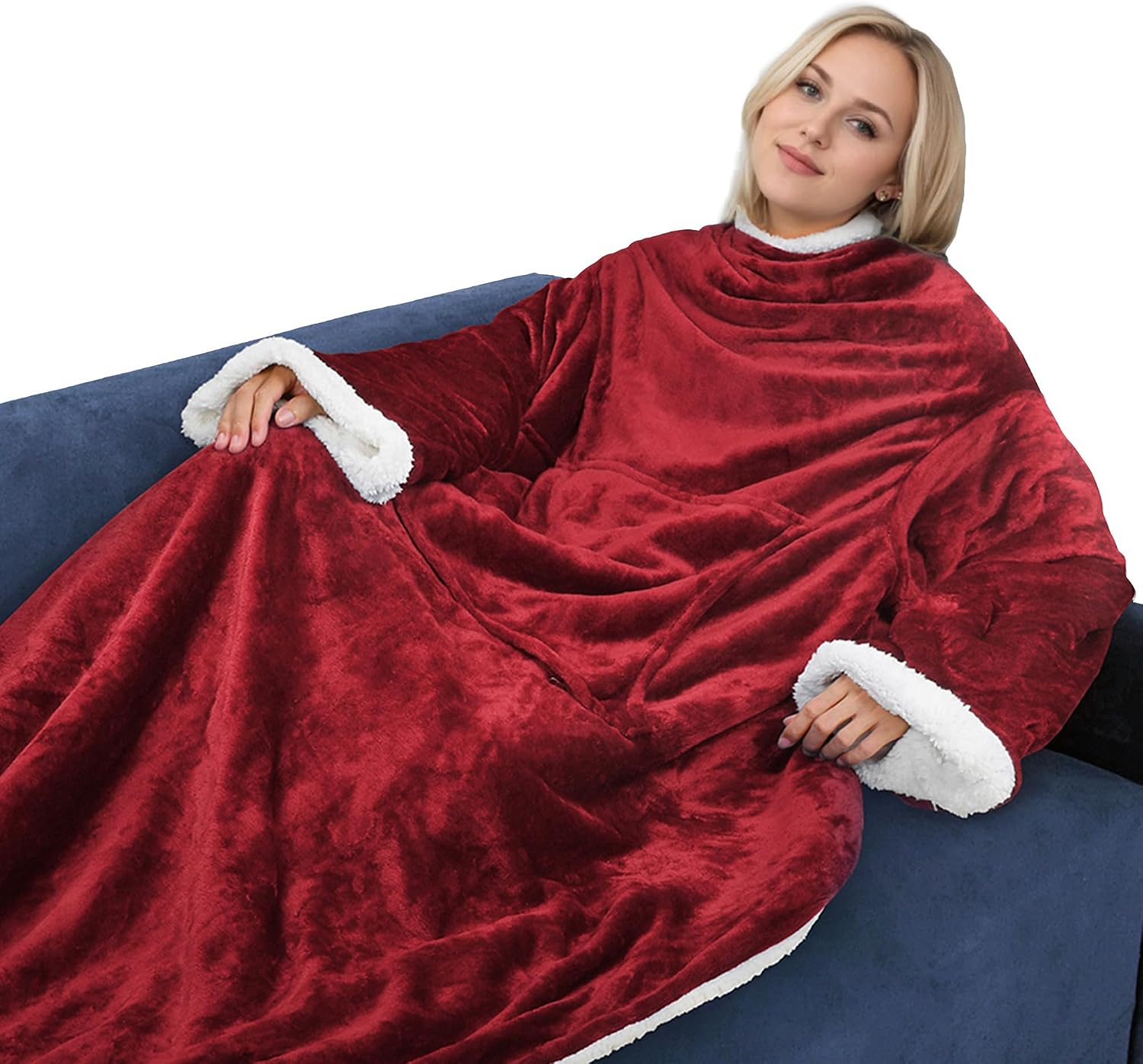 Sherpa Wearable Blanket with Sleeves – Ultra Soft Oversized Fleece