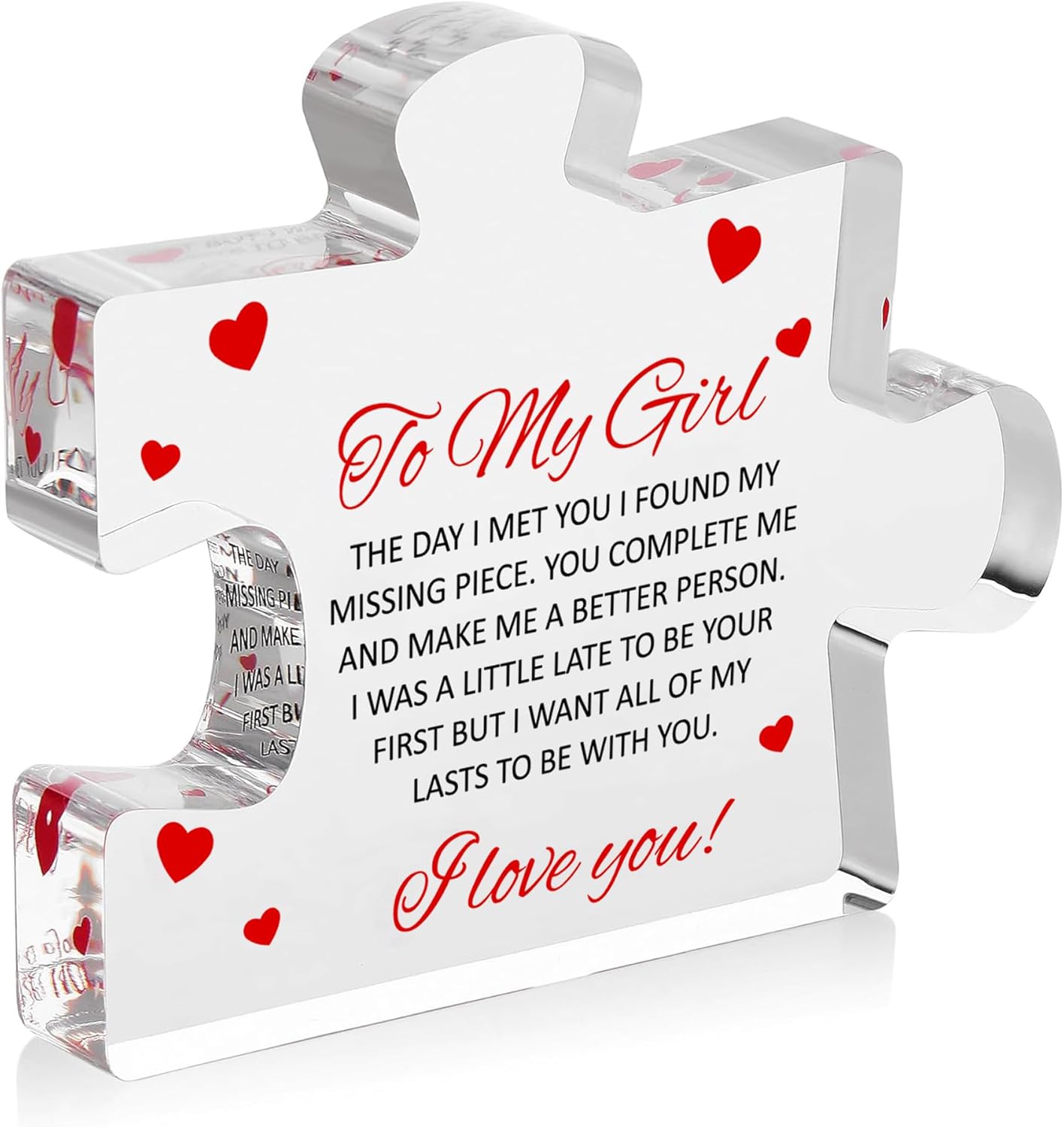 Acrylic Puzzle Paperweight Gift for Family – “I Love You” Appreciation Block, Romantic Gift for Husband, Wife, Boyfriend or Girlfriend – Birthday, Anniversary, Valentine’s Day