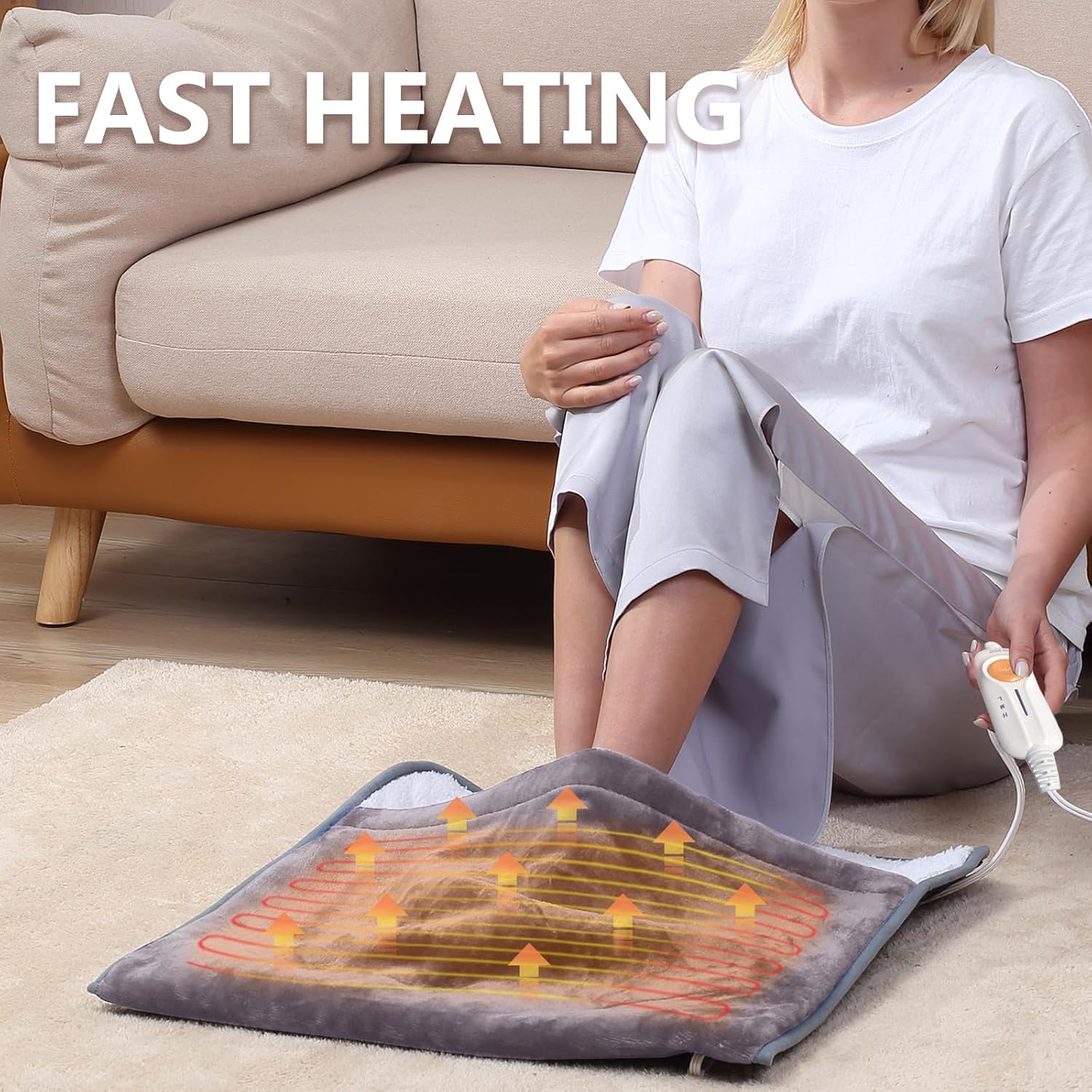 Electric Heated Foot Warmer – 22 x 20 Inch Soft Sherpa Foot Heating Pad