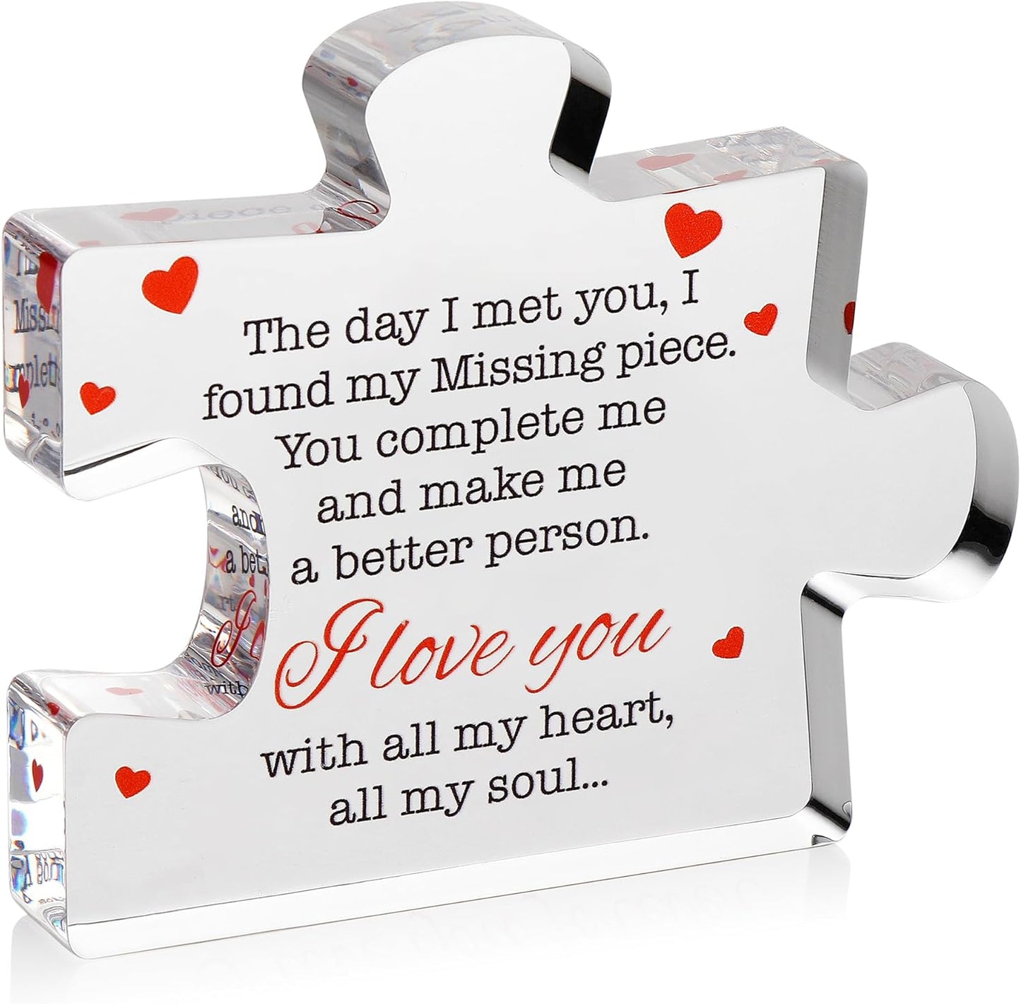 Acrylic Puzzle Paperweight Gift for Family – “I Love You” Appreciation Block, Romantic Gift for Husband, Wife, Boyfriend or Girlfriend – Birthday, Anniversary, Valentine’s Day