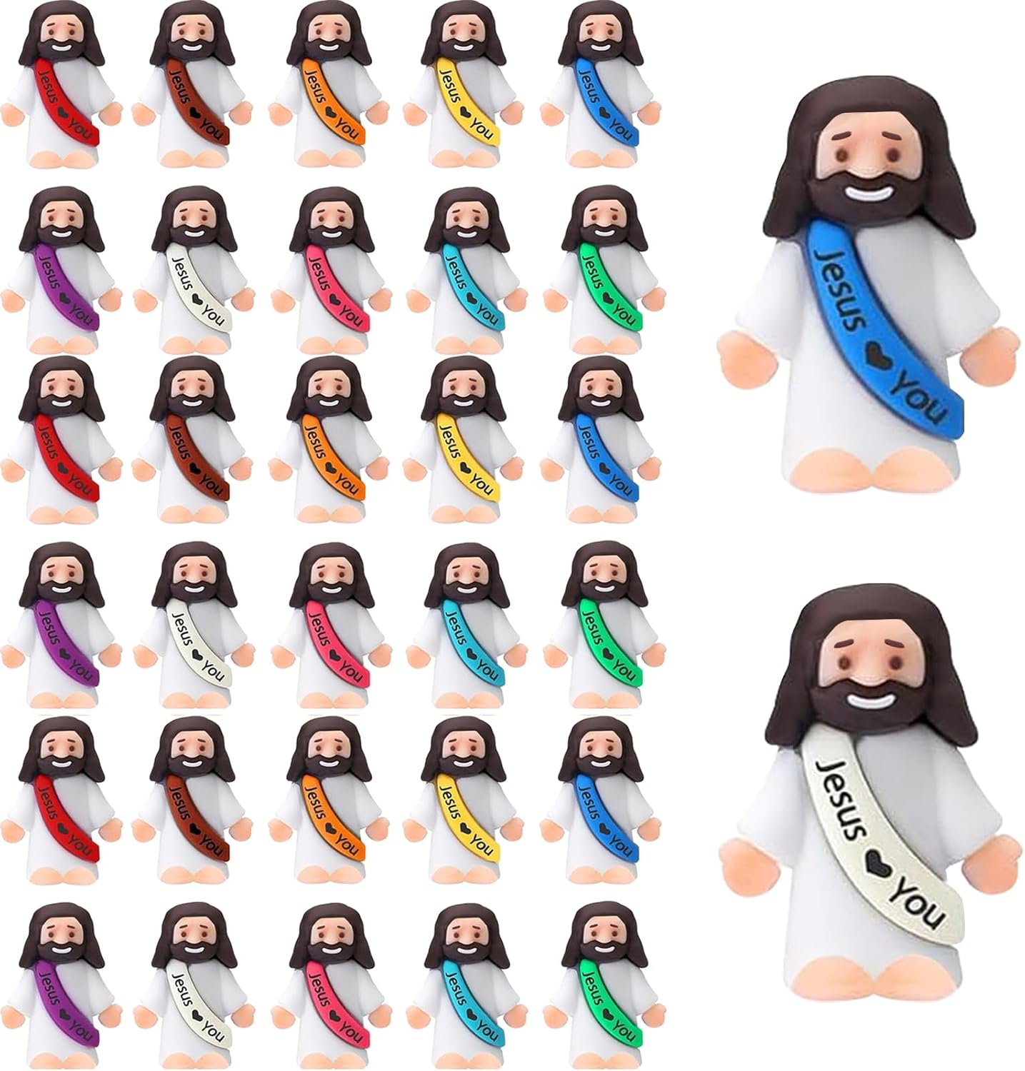 Mini Jesus Figurines Bulk – Multicolor Little Jesus Figures for Easter Egg Stuffers, Religious Hide and Seek Toys, Christian Party Favors
