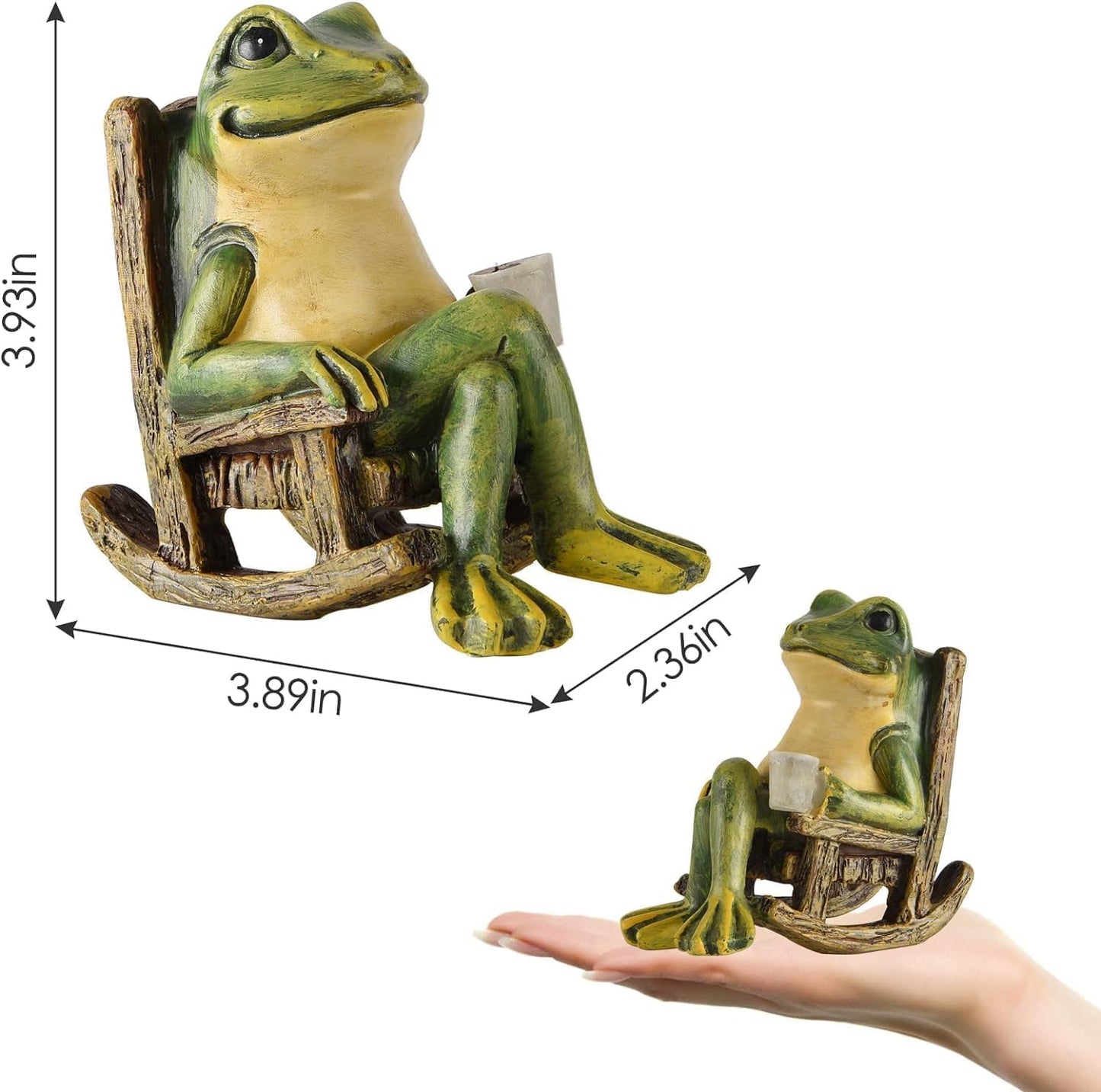 Solar Lighted Frog Garden Statue – Miniature Fairy Garden Decor, Outdoor Patio & Lawn Ornament, Unique Easter & Housewarming Gift