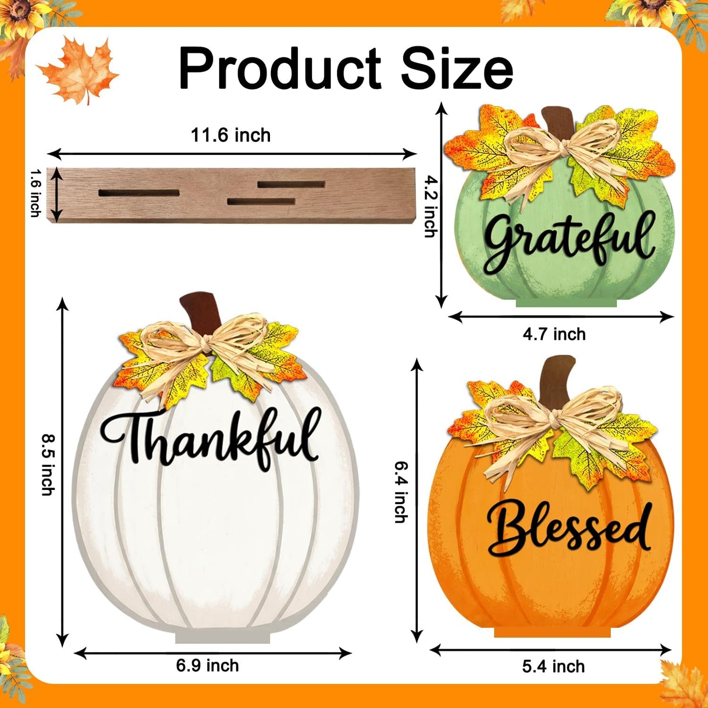 Lighted Fall Pumpkin Table Sign – LED Wooden Thanksgiving Decoration