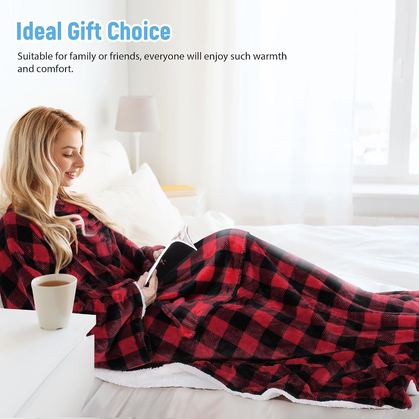 Sherpa Wearable Blanket with Sleeves – Ultra Soft Oversized Fleece