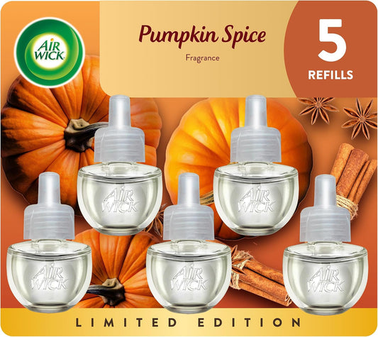 Pumpkin Spice Plug-In Scented Oil Refills – 5-Pack Fall Air Freshener