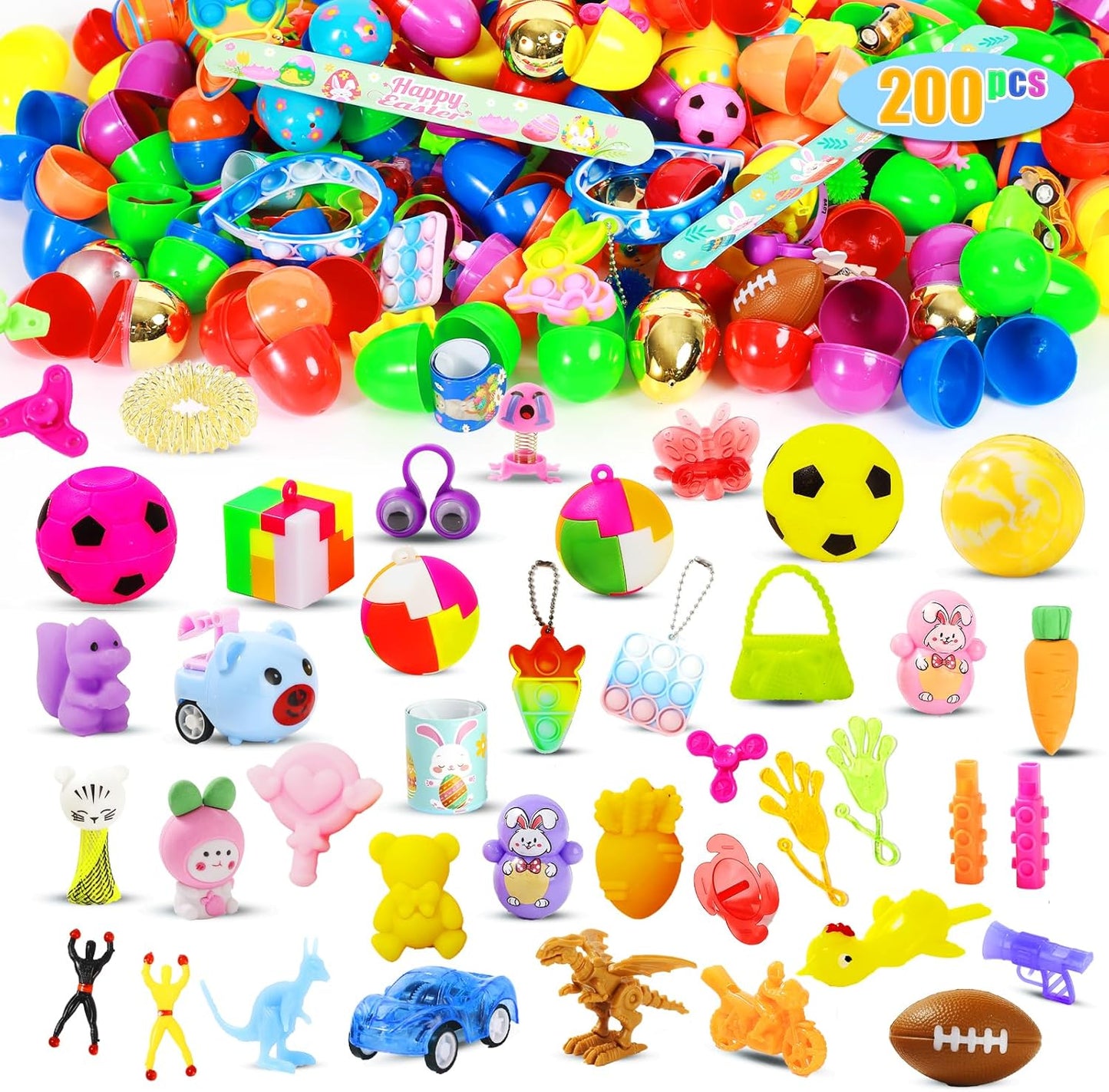 Prefilled Easter Eggs with Toys Inside – Bulk Surprise Eggs for Easter Egg Hunts, Easter Basket Stuffers, Classroom Prizes & Party Favors