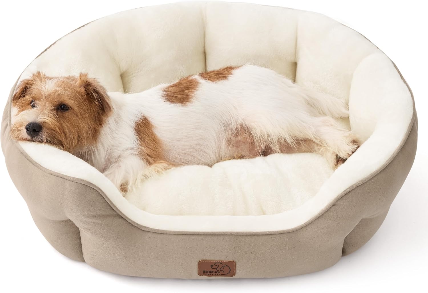 Small Round Plush Pet Bed –  Washable Dog and Cat Bed with a Soft Cushion