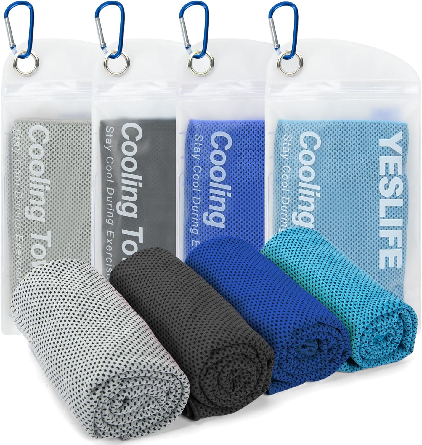 4-Pack Cooling Towels (40" x 12") – Instant Cooling Microfiber Towels