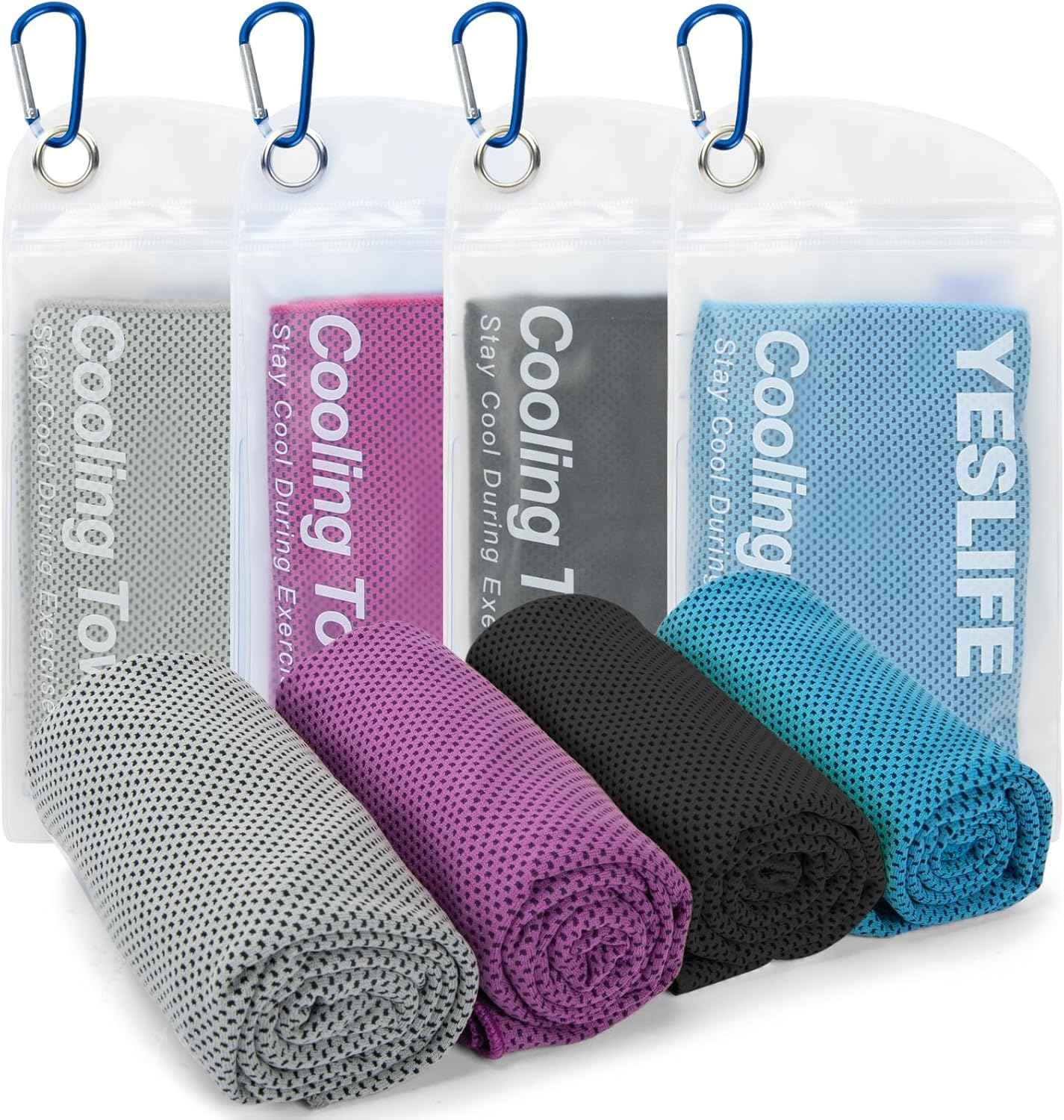 4-Pack Cooling Towels (40" x 12") – Instant Cooling Microfiber Towels