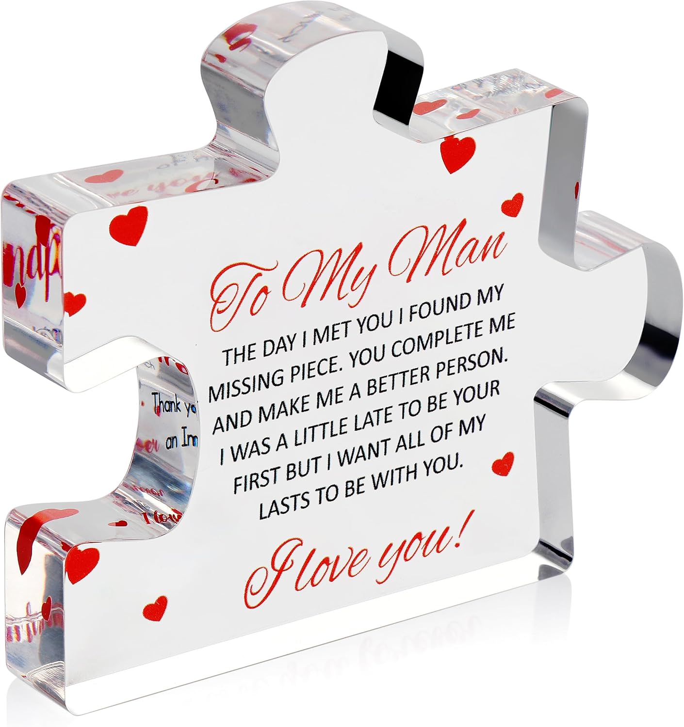 Acrylic Puzzle Paperweight Gift for Family – “I Love You” Appreciation Block, Romantic Gift for Husband, Wife, Boyfriend or Girlfriend – Birthday, Anniversary, Valentine’s Day
