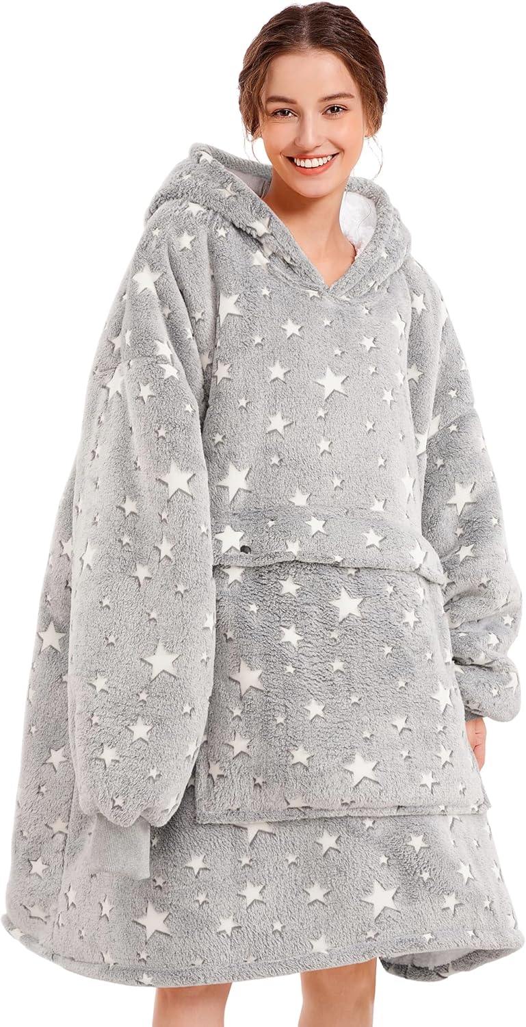 Oversized Hoodie Blanket for Adults – Sherpa Fleece Wearable Blanket