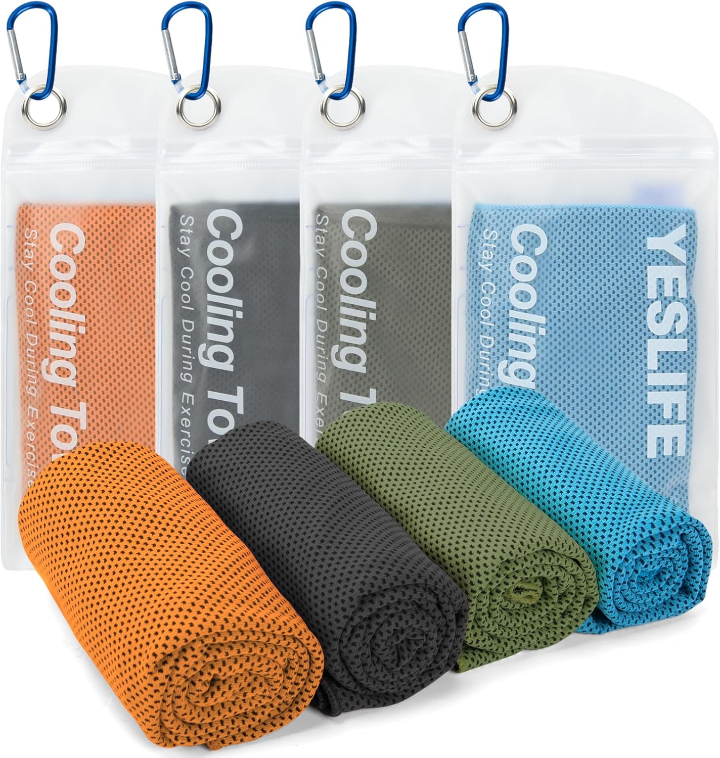 4-Pack Cooling Towels (40" x 12") – Instant Cooling Microfiber Towels