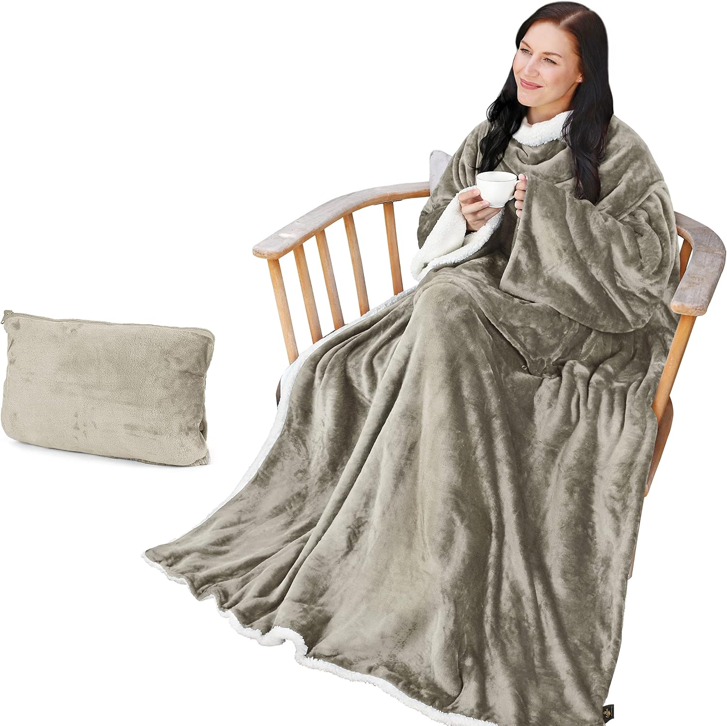 Sherpa Wearable Blanket with Sleeves – Ultra Soft Oversized Fleece