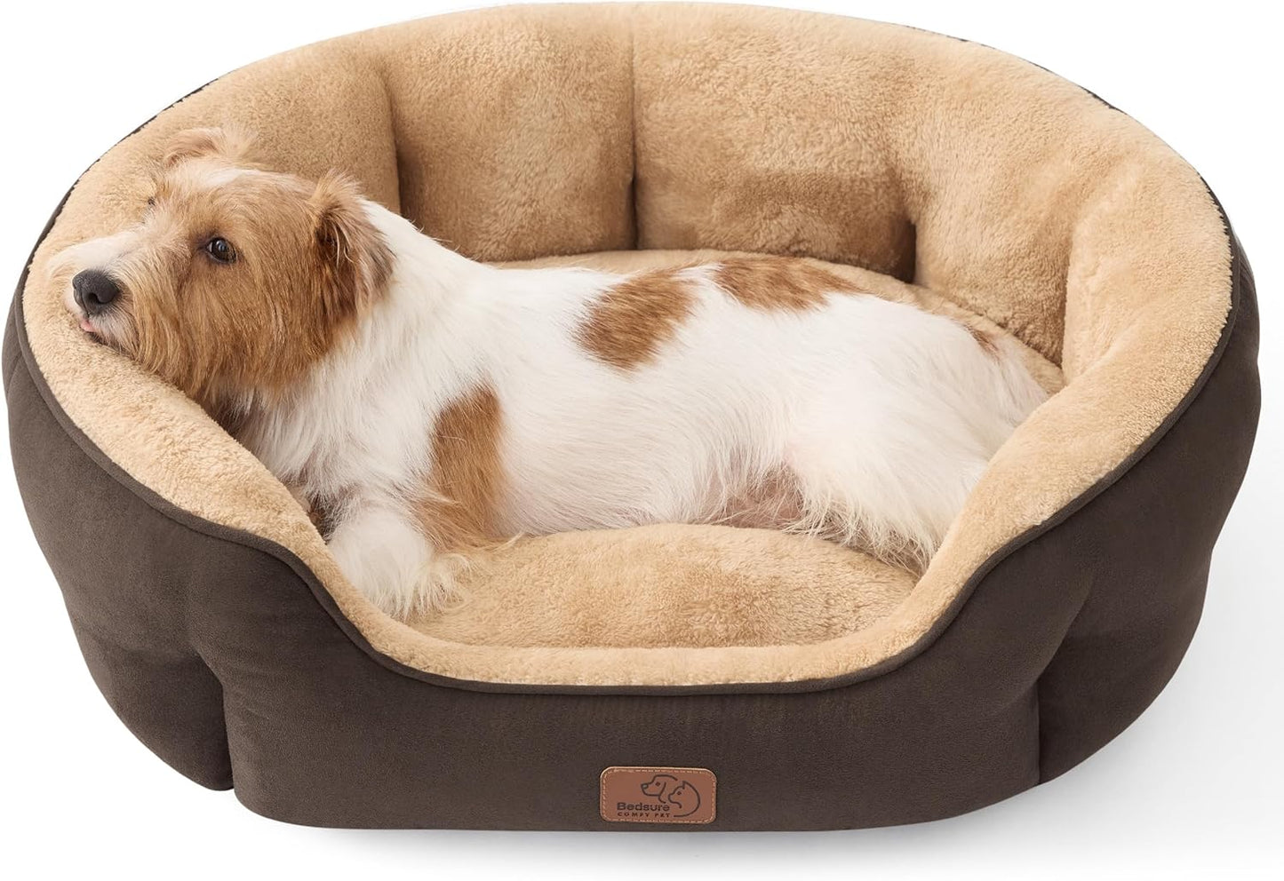 Small Round Plush Pet Bed –  Washable Dog and Cat Bed with a Soft Cushion