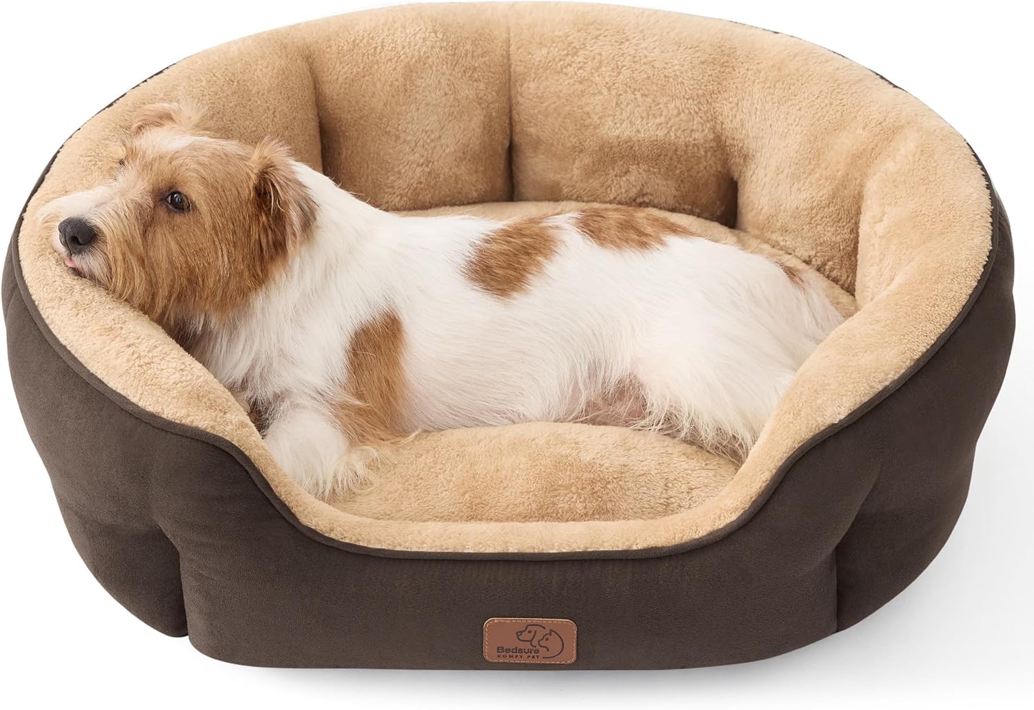 Small Round Plush Pet Bed –  Washable Dog and Cat Bed with a Soft Cushion