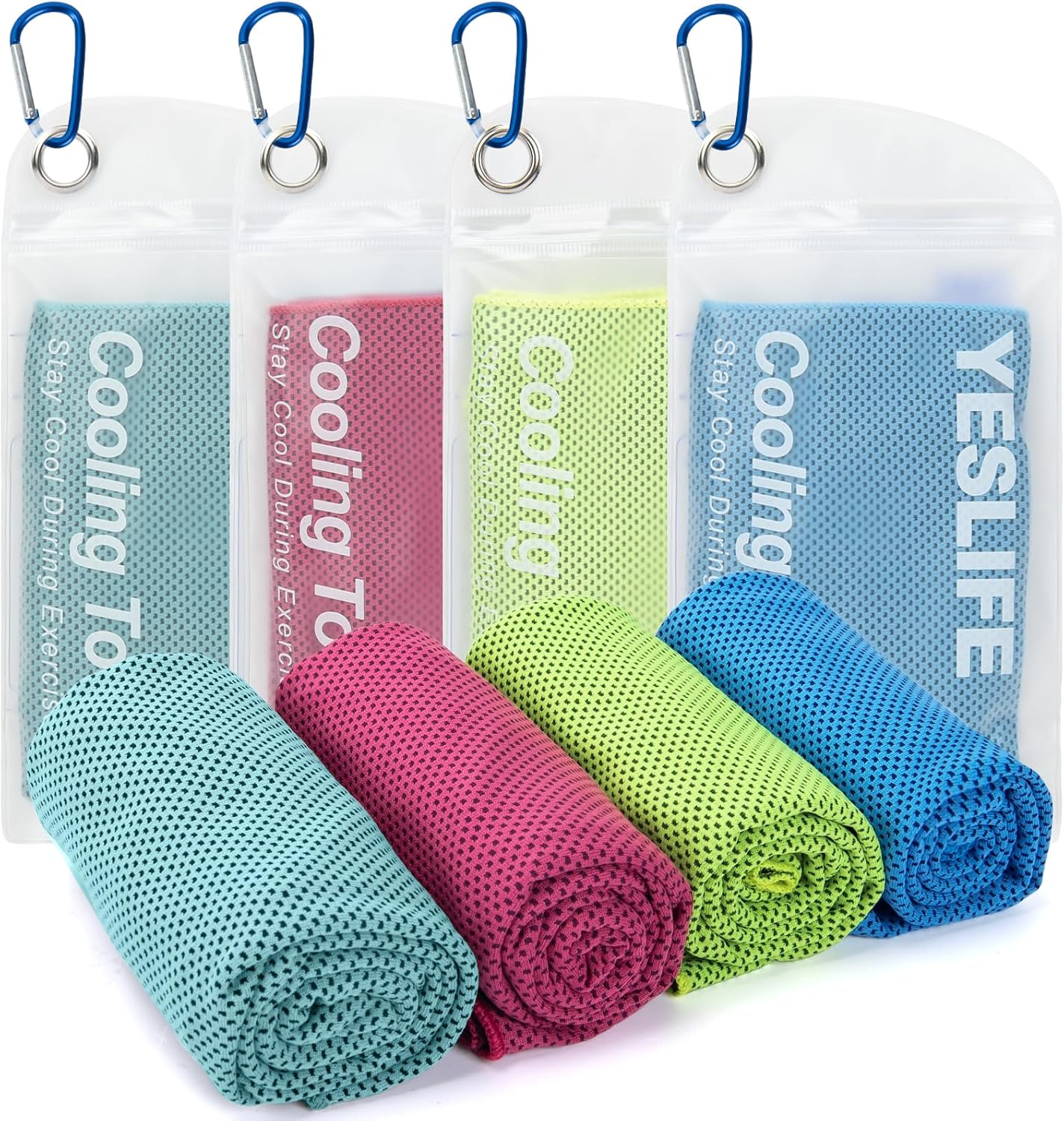 4-Pack Cooling Towels (40" x 12") – Instant Cooling Microfiber Towels